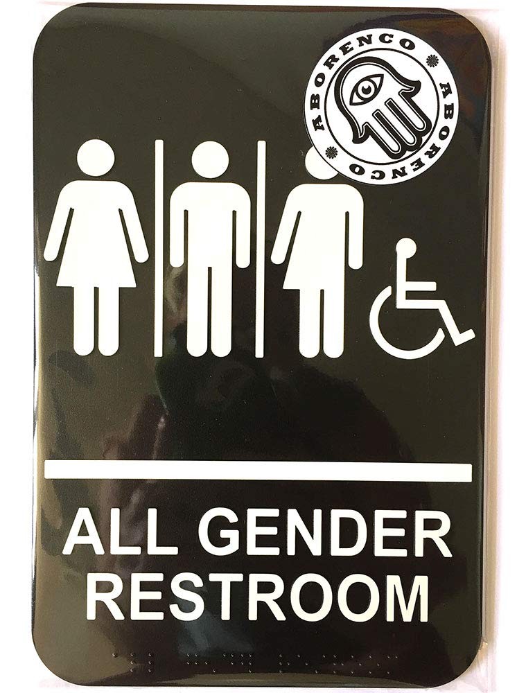 All Gender Restroom Sign with Braille 9×6″ ADA Handicap Accessible Sign