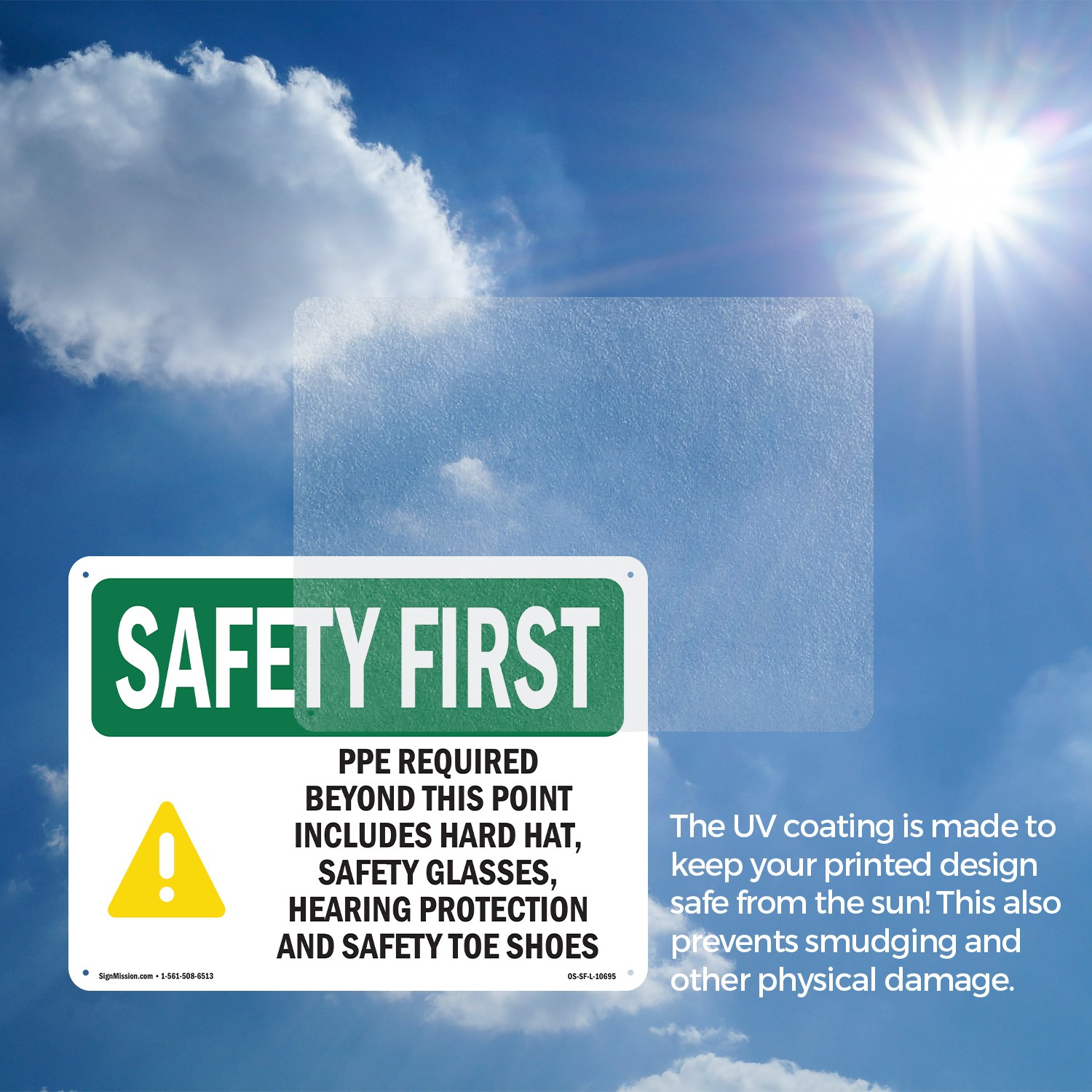 PPE Required Beyond This Point With Symbol OSHA SAFETY FIRST Sign – 5 or 10 Pack