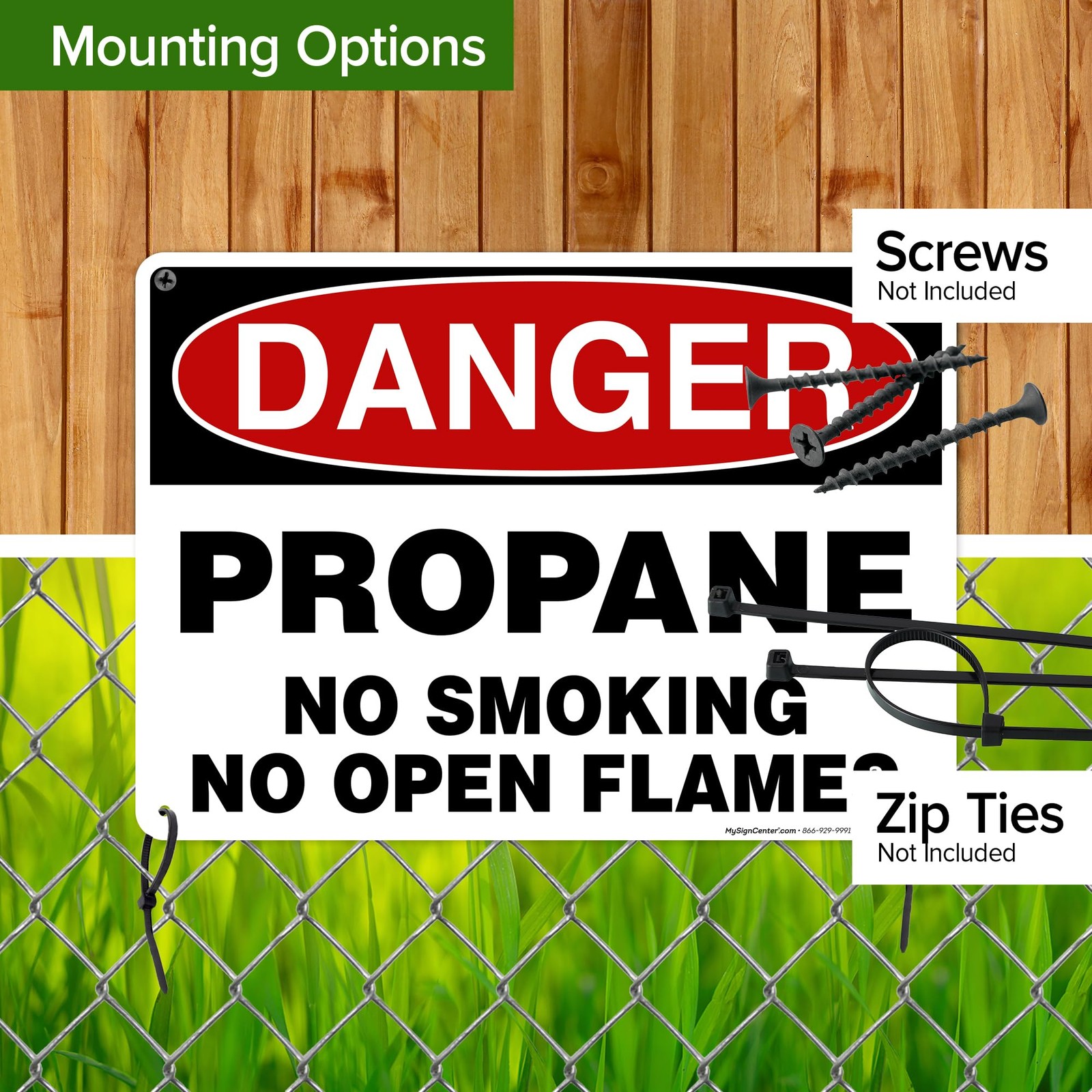 Danger Propane No Smoking No Open Flames Sign, 10×14 Inches, Rust Free .040 A…
