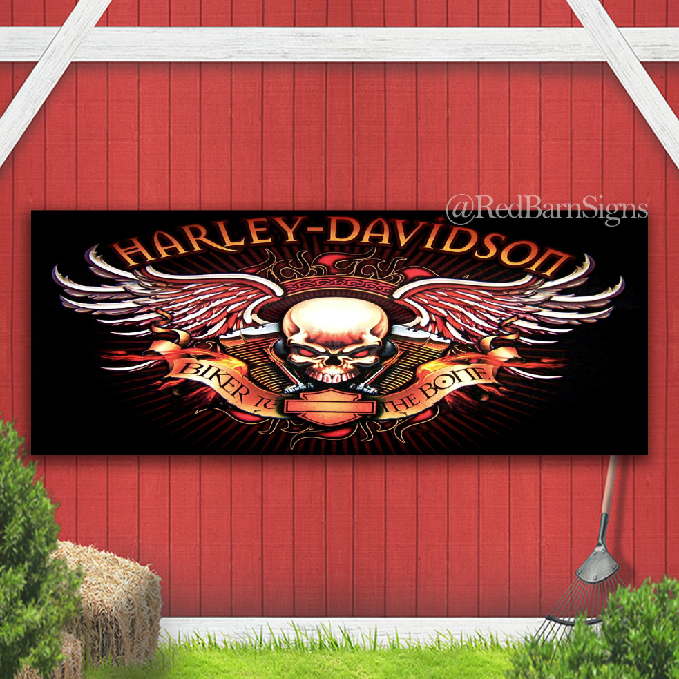 Harley-Davidson Skull Bikes Indoor Outdoor Banner Sign with grommets