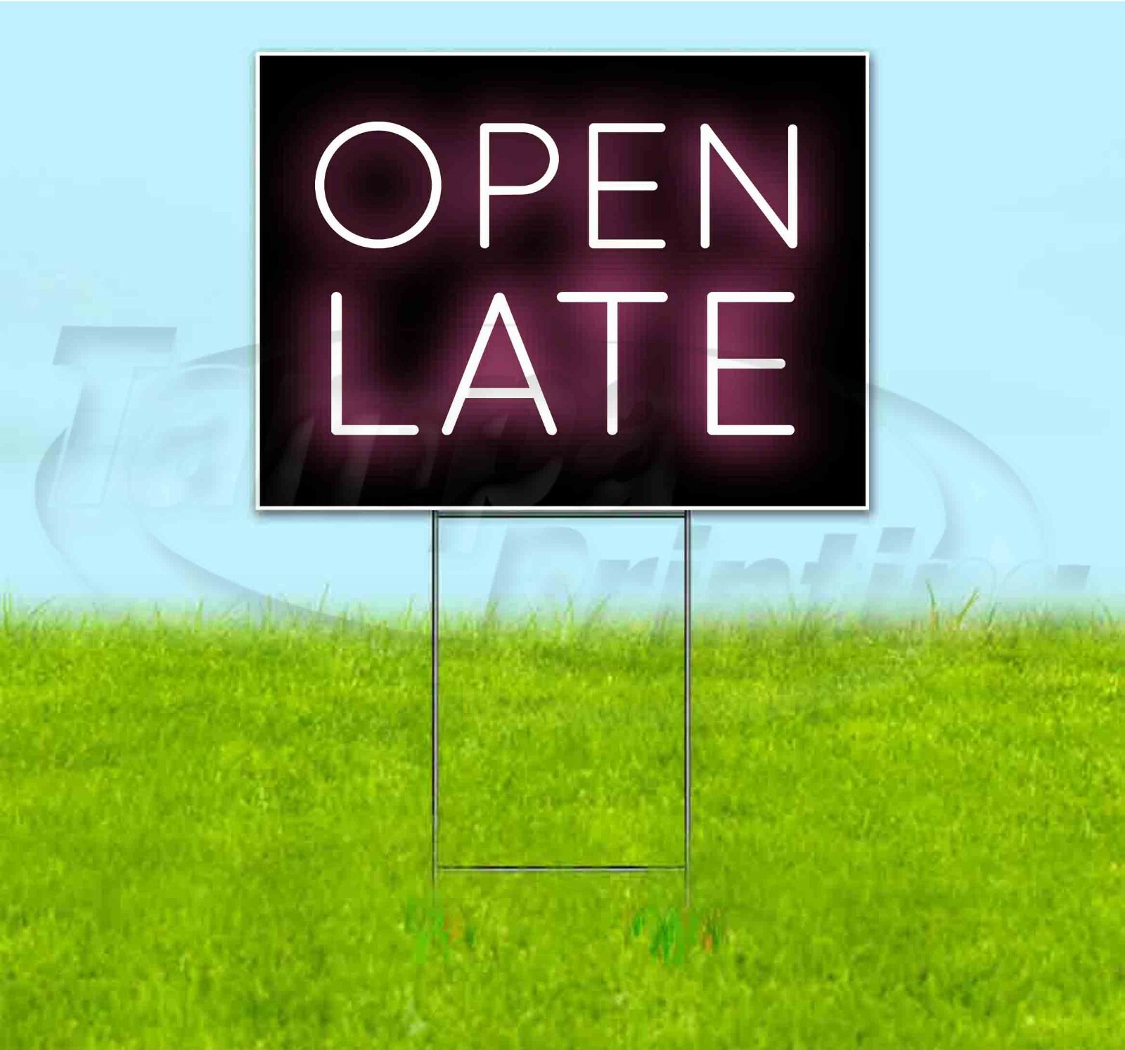 OPEN LATE 18×24 Yard Sign WITH STAKE Corrugated Bandit USA BUSINESS HOURS