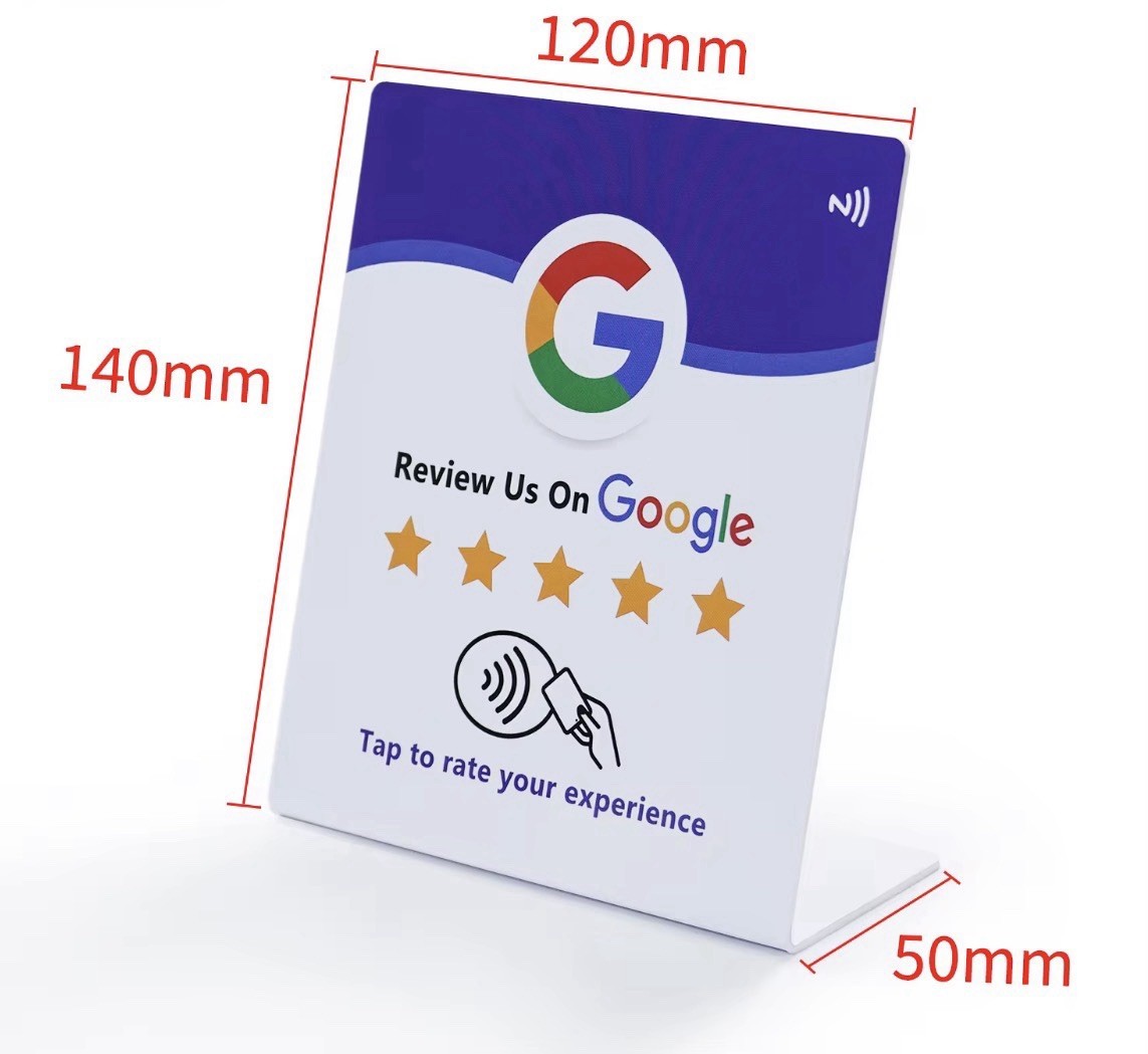 Google Review Tabletop NFC Tap to Rate Sign Stand 120x140x50mm