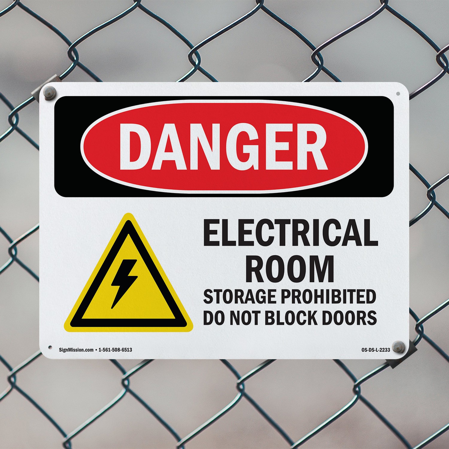 Electrical Room Storage Prohibited OSHA Danger Sign Metal, Decal – 5 or 10 Pack