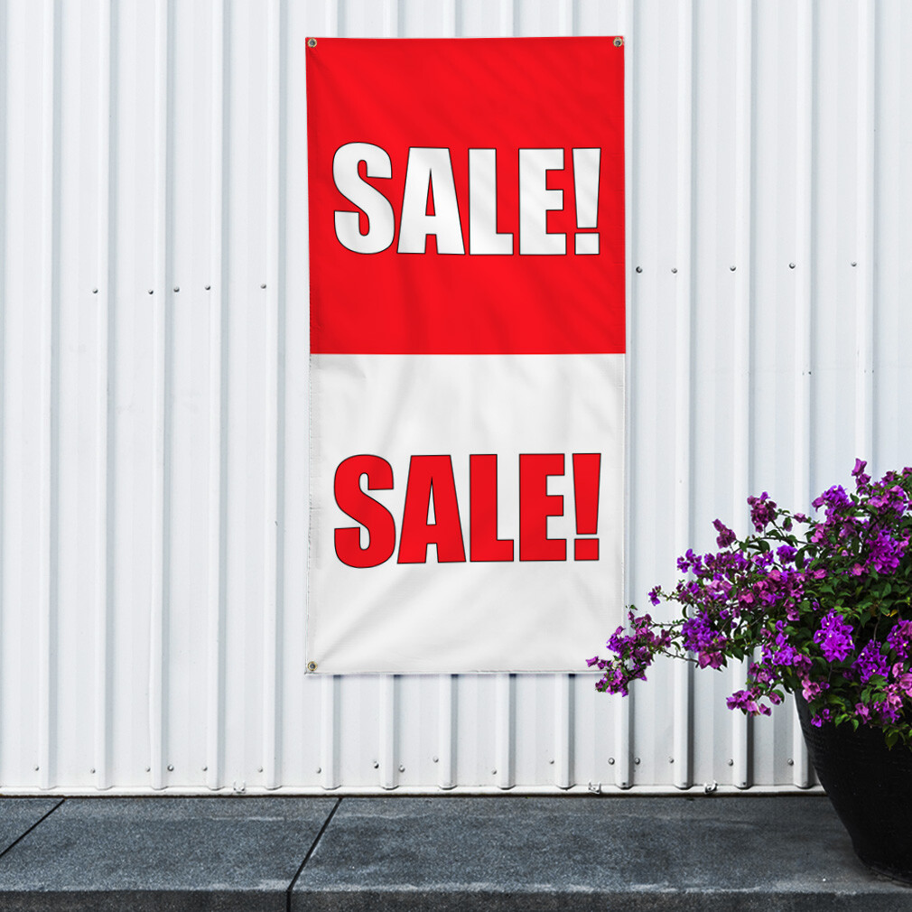 Vertical Vinyl Banner Multiple Sizes Deal! Deal! White Red Business Outdoor