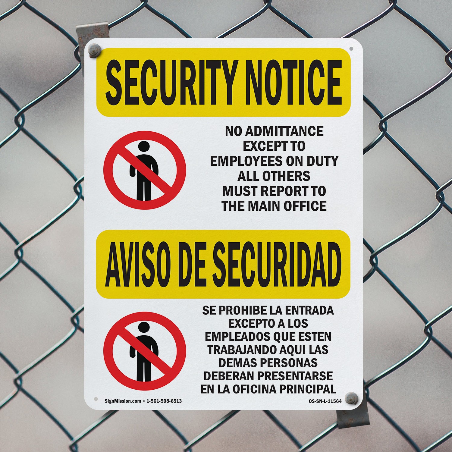 No Admittance Bilingual OSHA Security Notice Sign Metal, Decal – 5 or 10 Pack