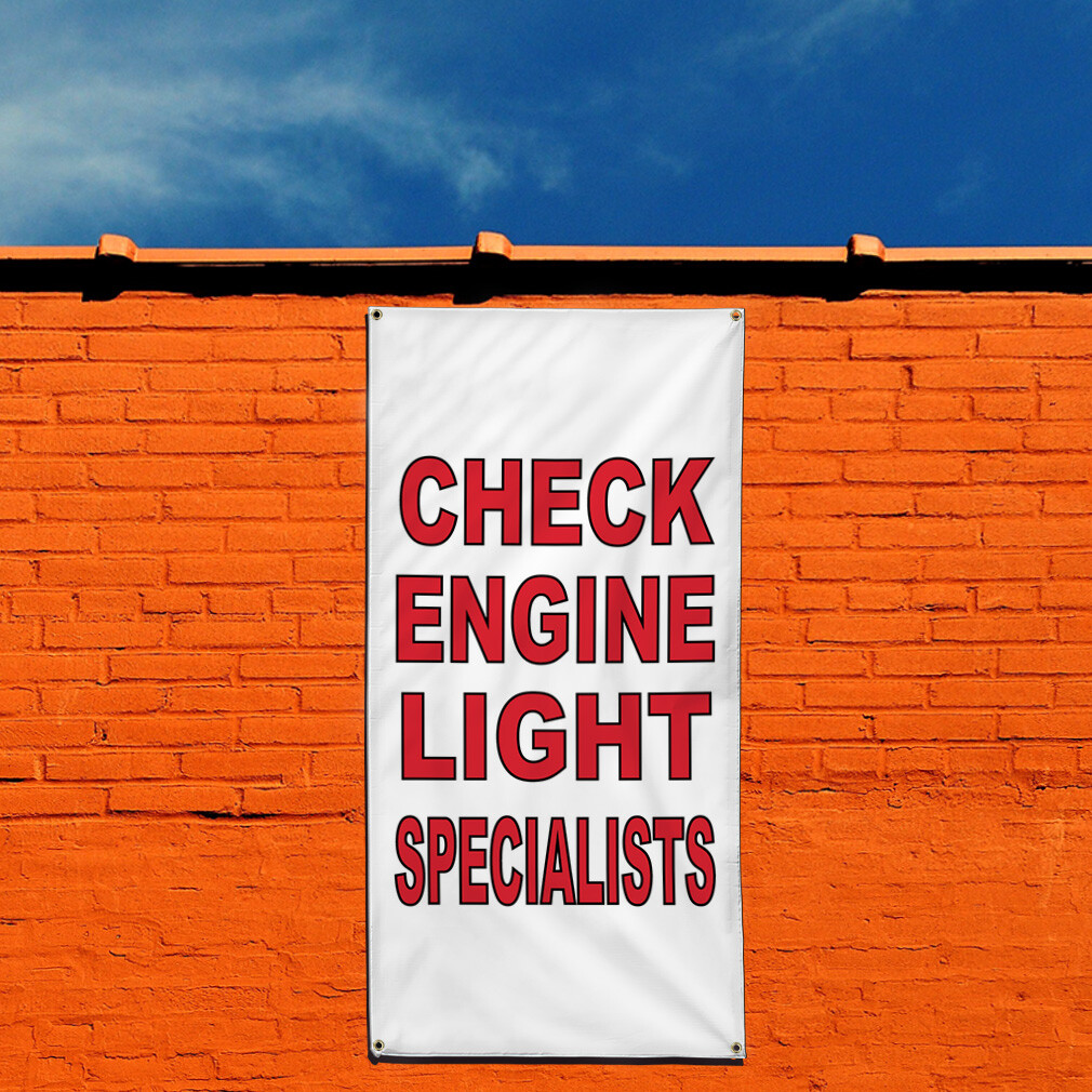 Vertical Vinyl Banner Multiple Sizes Check Engine Light Specialists Business