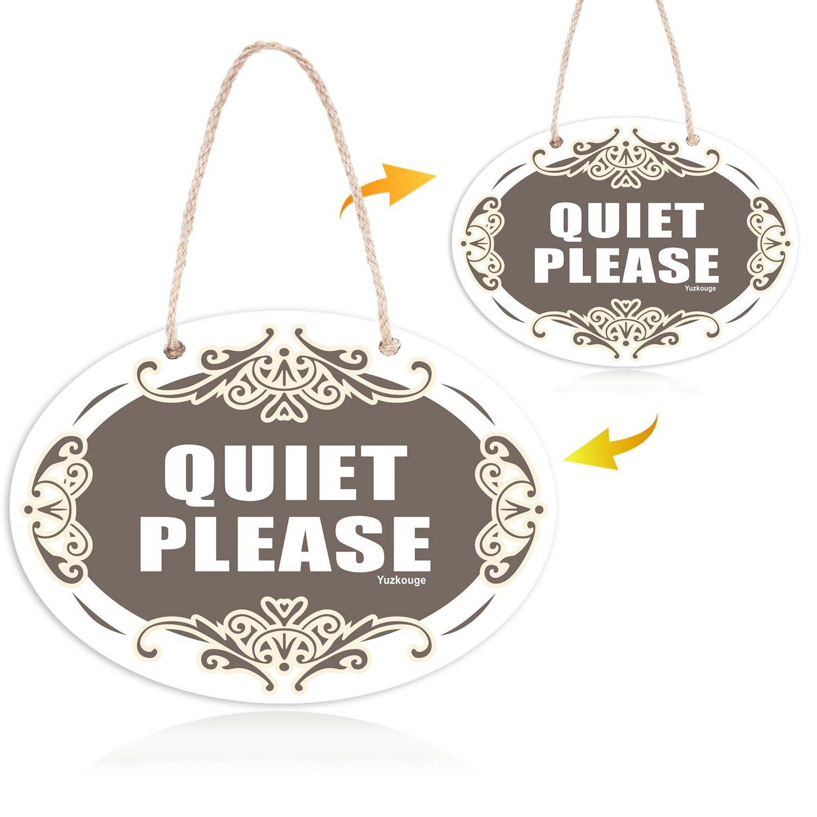 Quiet Please Sign 7×10 Inch Plastic PVC Double Sided Hanging Sign Salon
