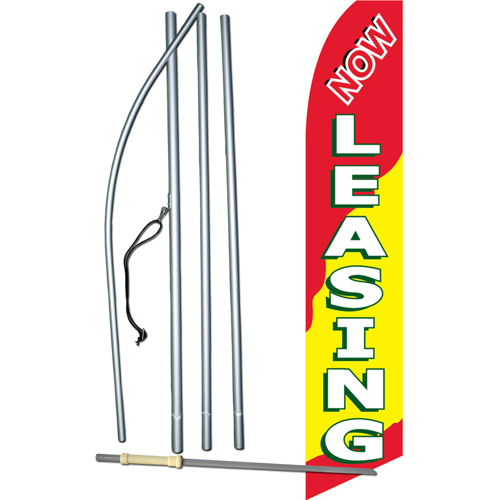 Now Leasing Flag with Flag Pole and Spike