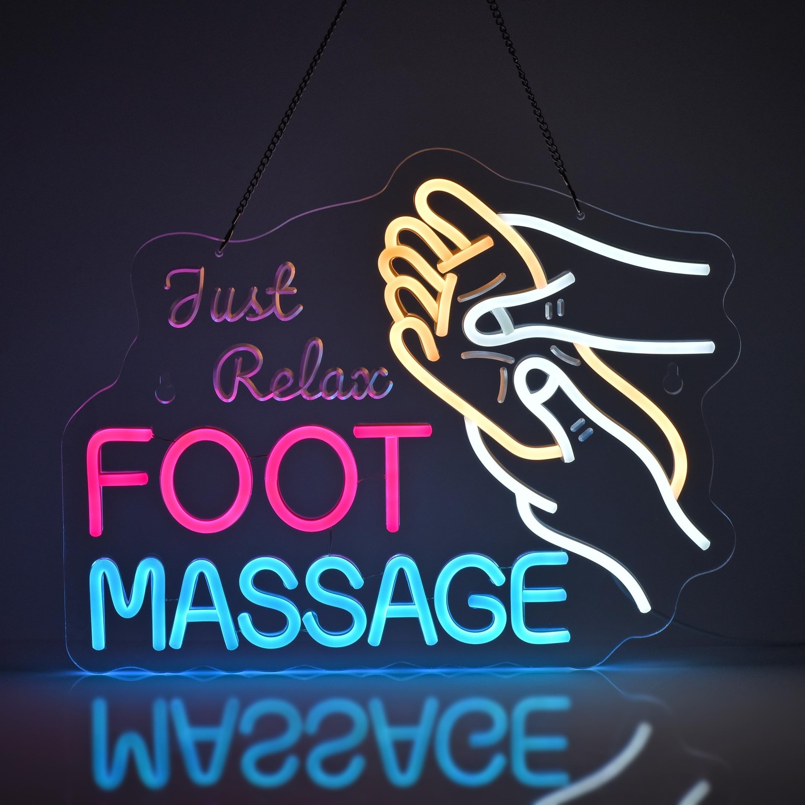 Foot Massage Neon Sign, Neon Lights Hanging Wall Art Decoration for Foot Rela…