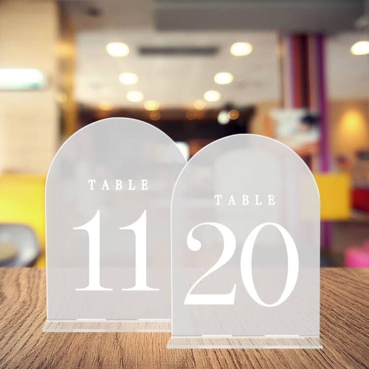 10 PCS Clear Acrylic Wedding Table Numbers With Stands 11-20 Arch Signs