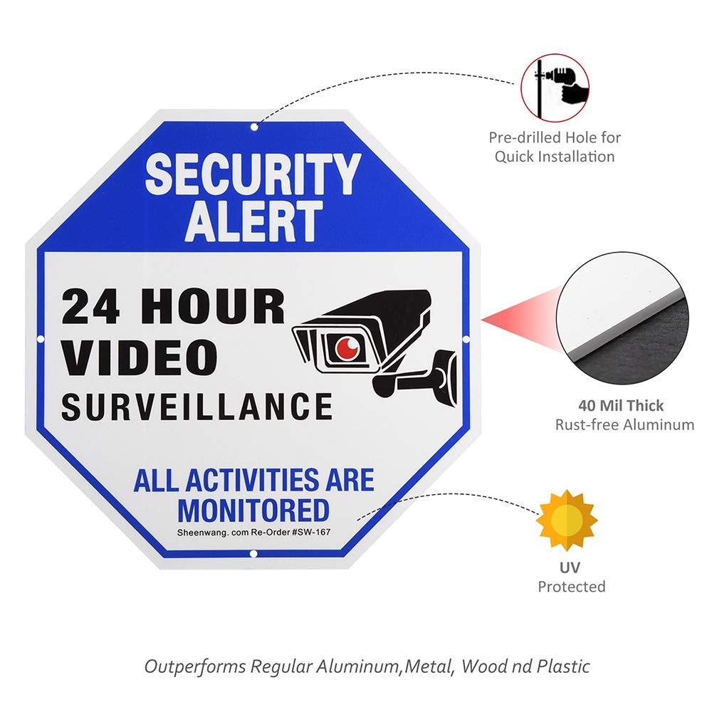 2-Pack Security Camera Sign Video Surveillance Signs Outdoor UV Printed 40 ???