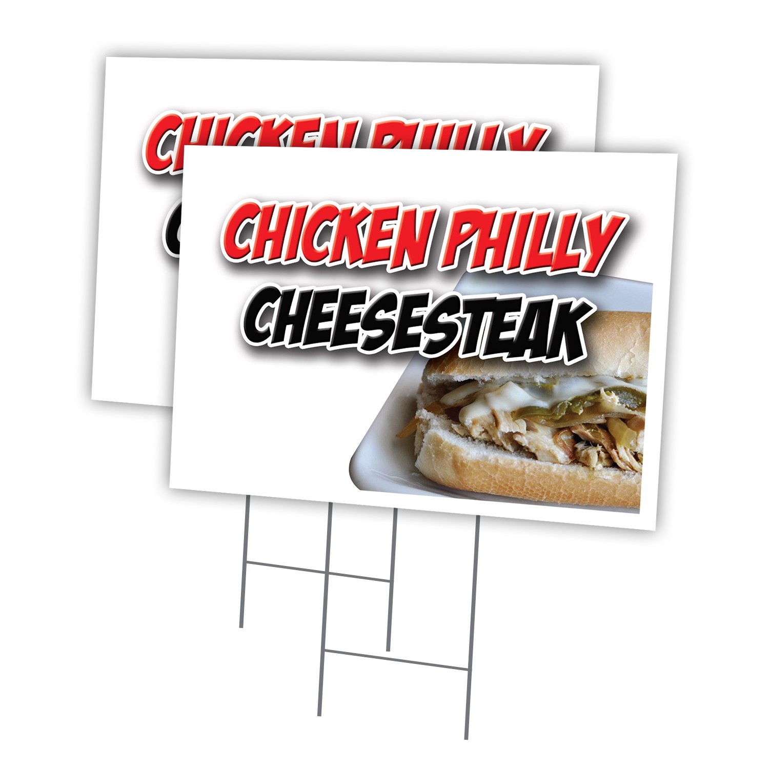 Chicken Philly Cheesest Multi-Pack of Yard Signs & Stake plastic coroplast windo