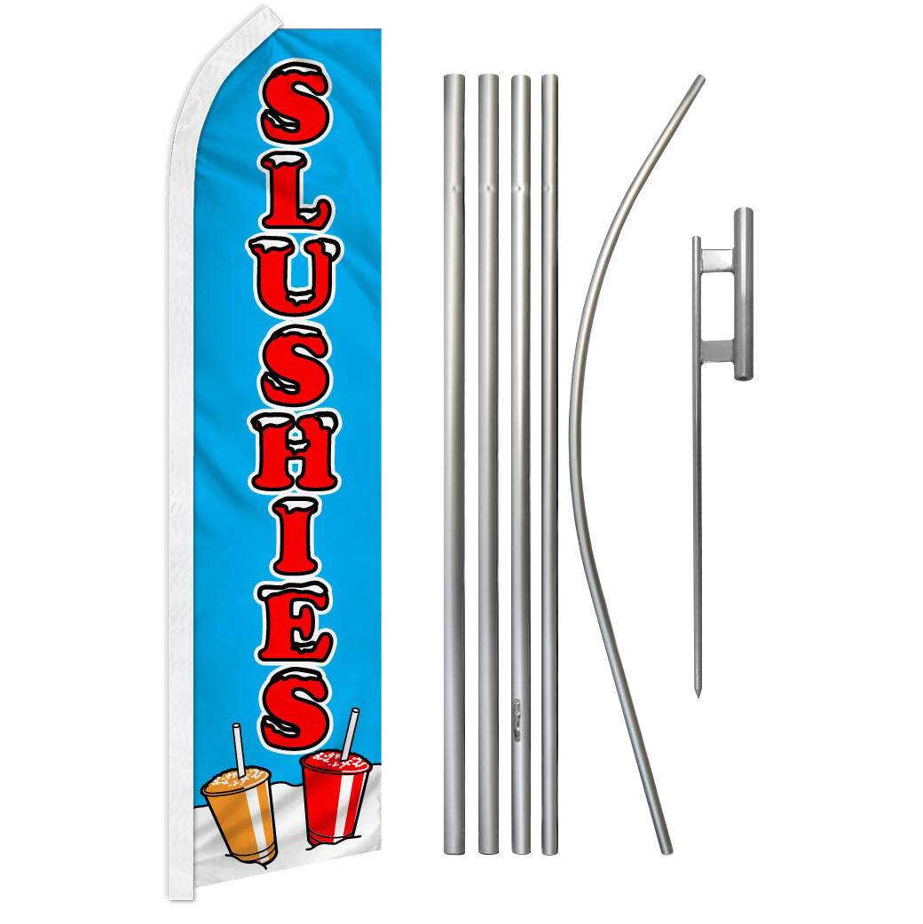Slushies Swooper Flutter Feather Advertising Flag Kit Concessions Drinks Here
