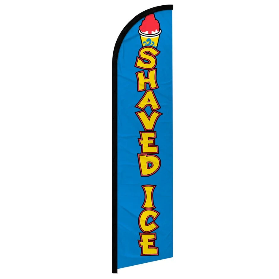 Shaved Ice Windless Full Sleeve Feather Advertising Ice Cold Dessert Banner Flag
