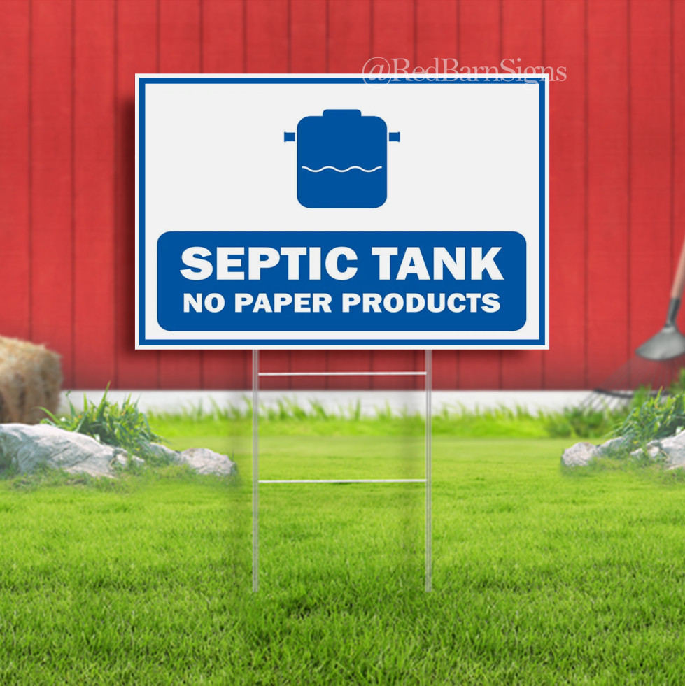 Septic Tank No Paper Products Door or Wall Sign | Boats Indoor Outdoor Yard Sign