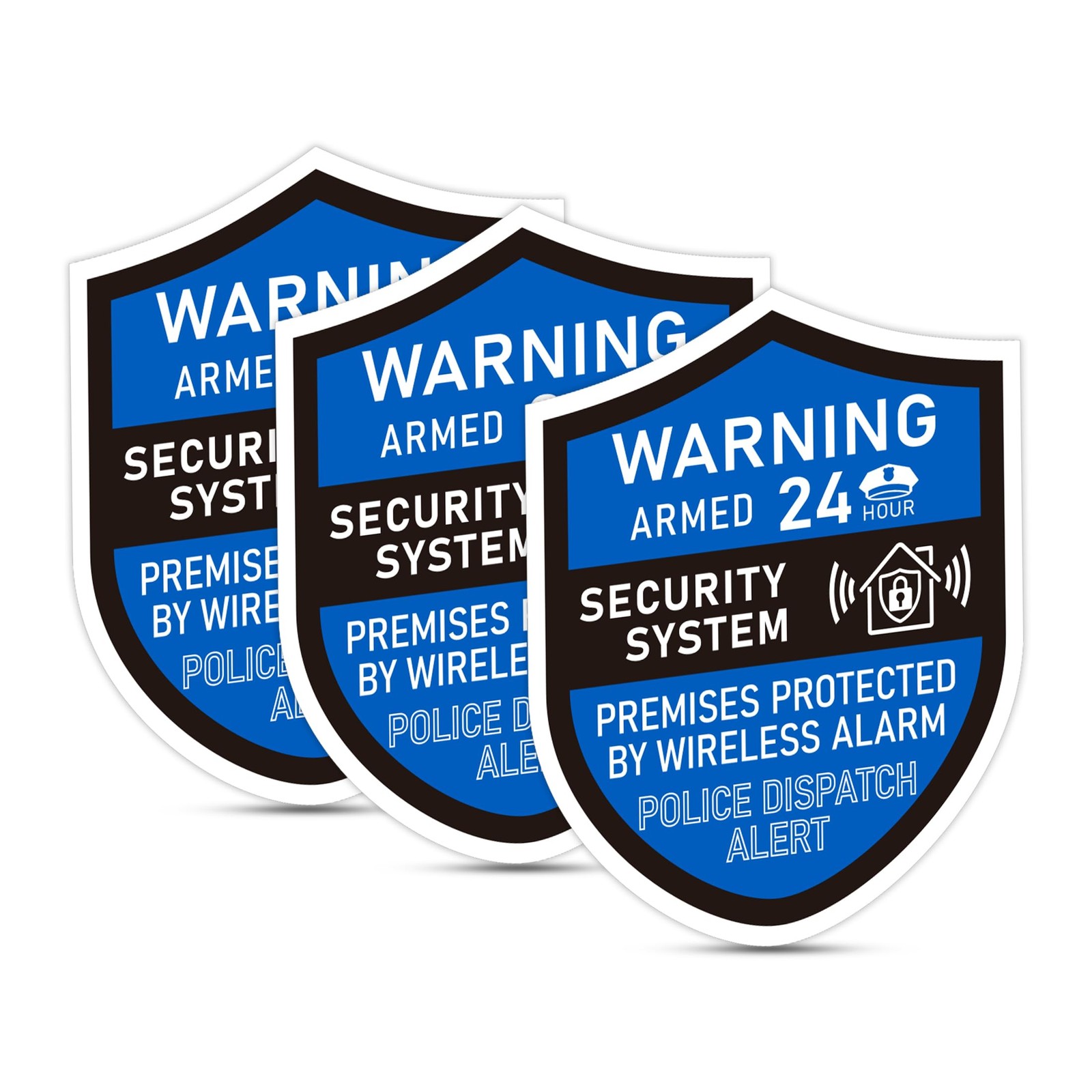3Pcs Security Alarm System Signs Home Weatherproof 24 Hour Warning Sticker 2.8×2