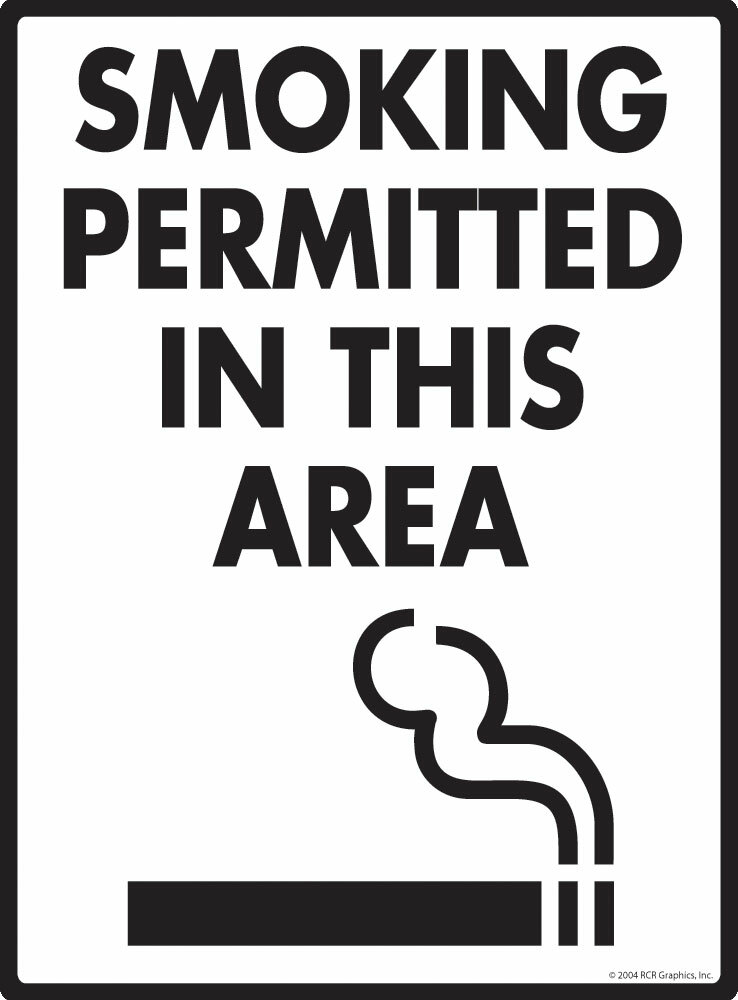 Smoking Permitted in This Area Indoor/Outdoor Exterior Aluminum Sign – 9 x 12