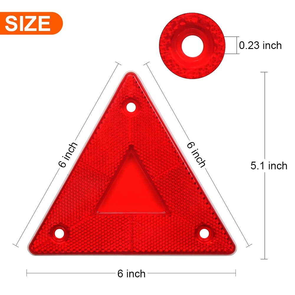 6-Pack Red Safety Reflector Warning Sign, Slow Moving Vehicle Triangle Safety Si
