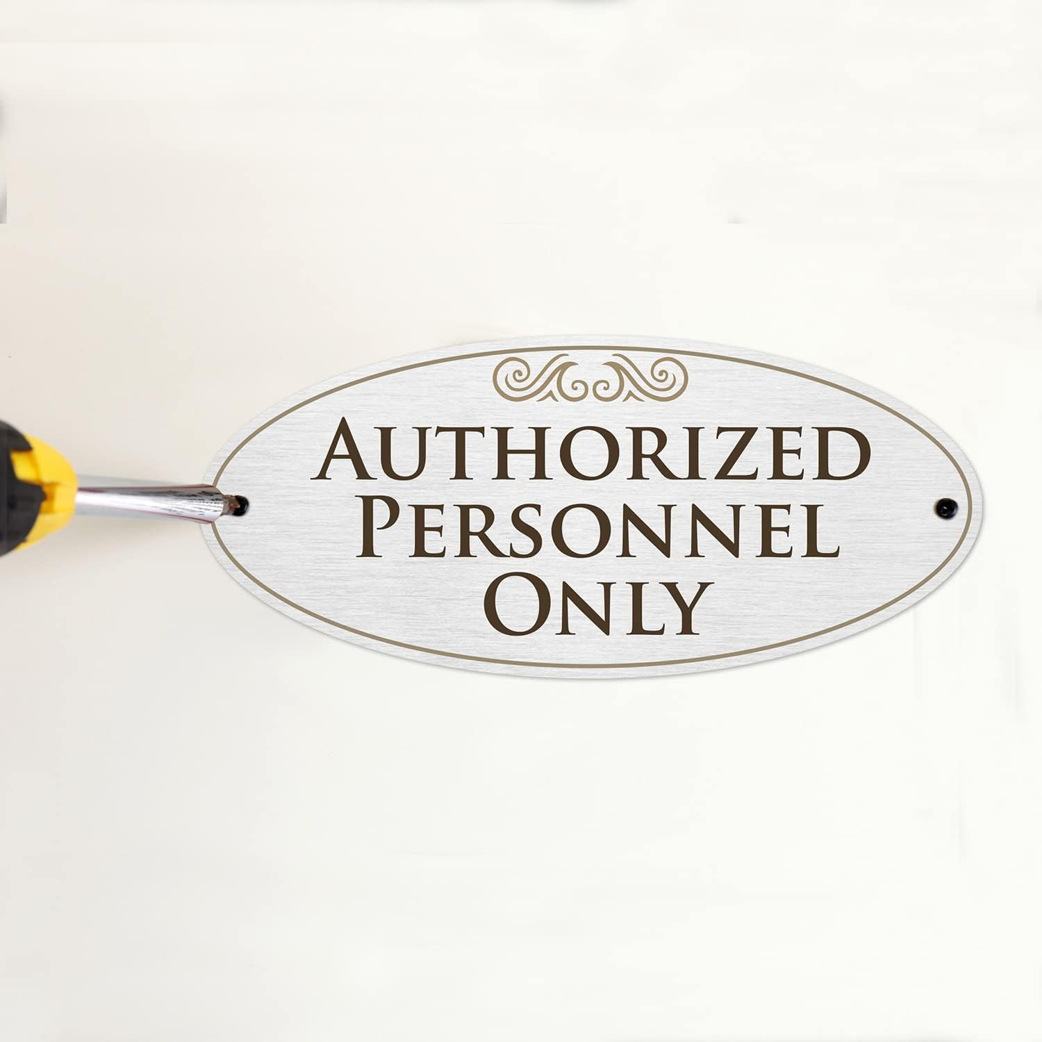 Designer Authorized Personnel Only Sign for Door, 3M Adhesive Backing & Pre-Dril