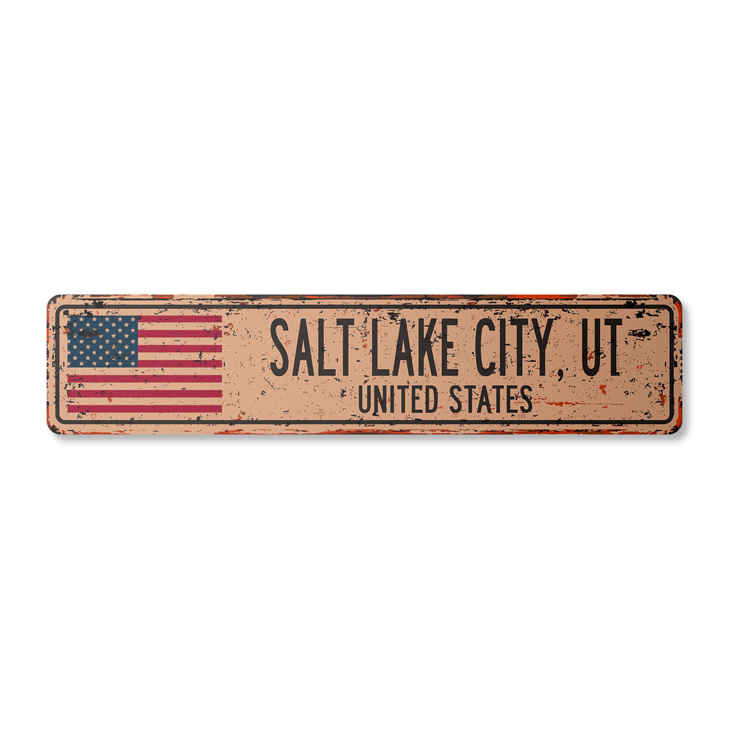 SALT LAKE CITY UT UNITED STATES Vintage Street Sign American flag city country