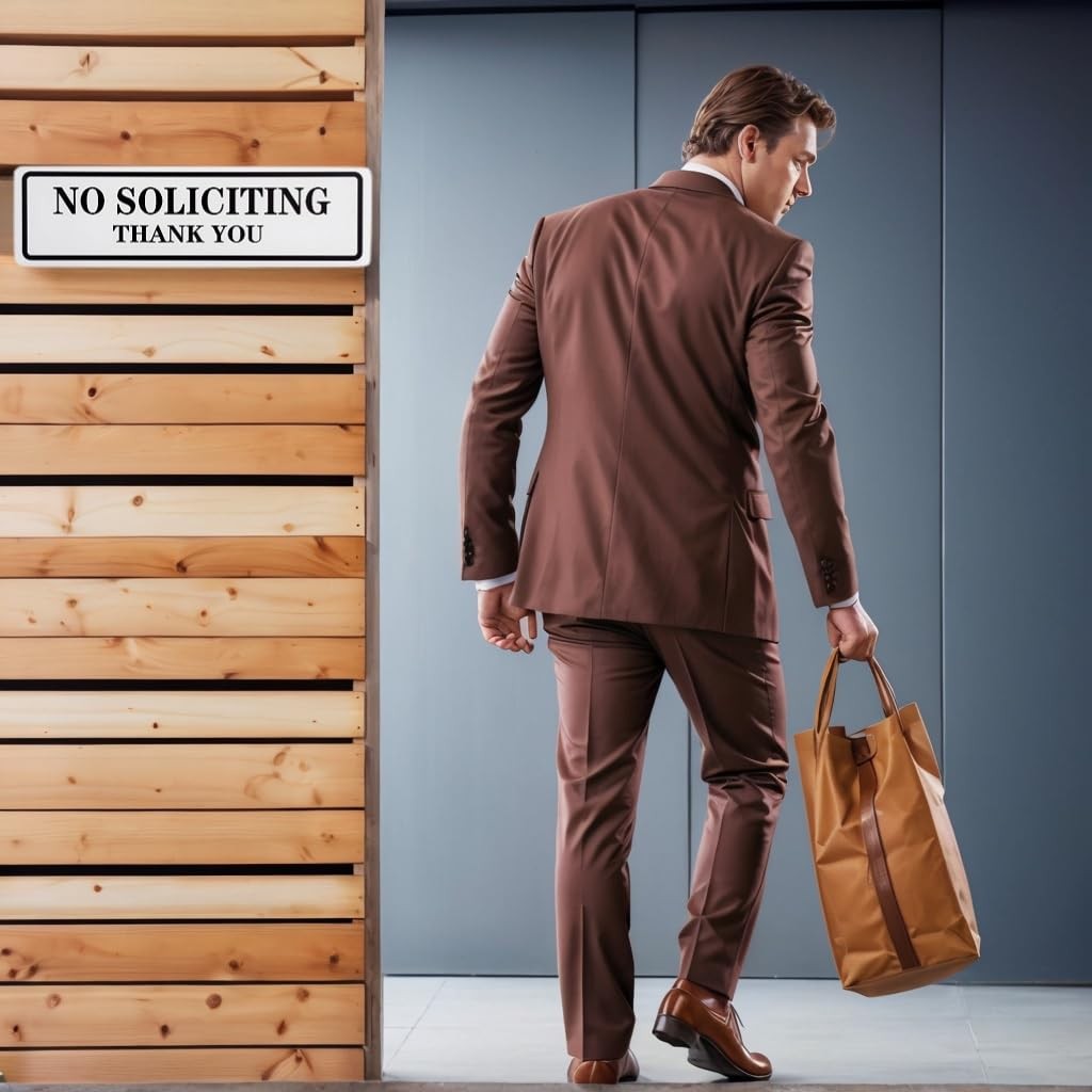 No Soliciting Sign 2.4×8.26 Inch Weatherproof UV Resistant for Door Home Office