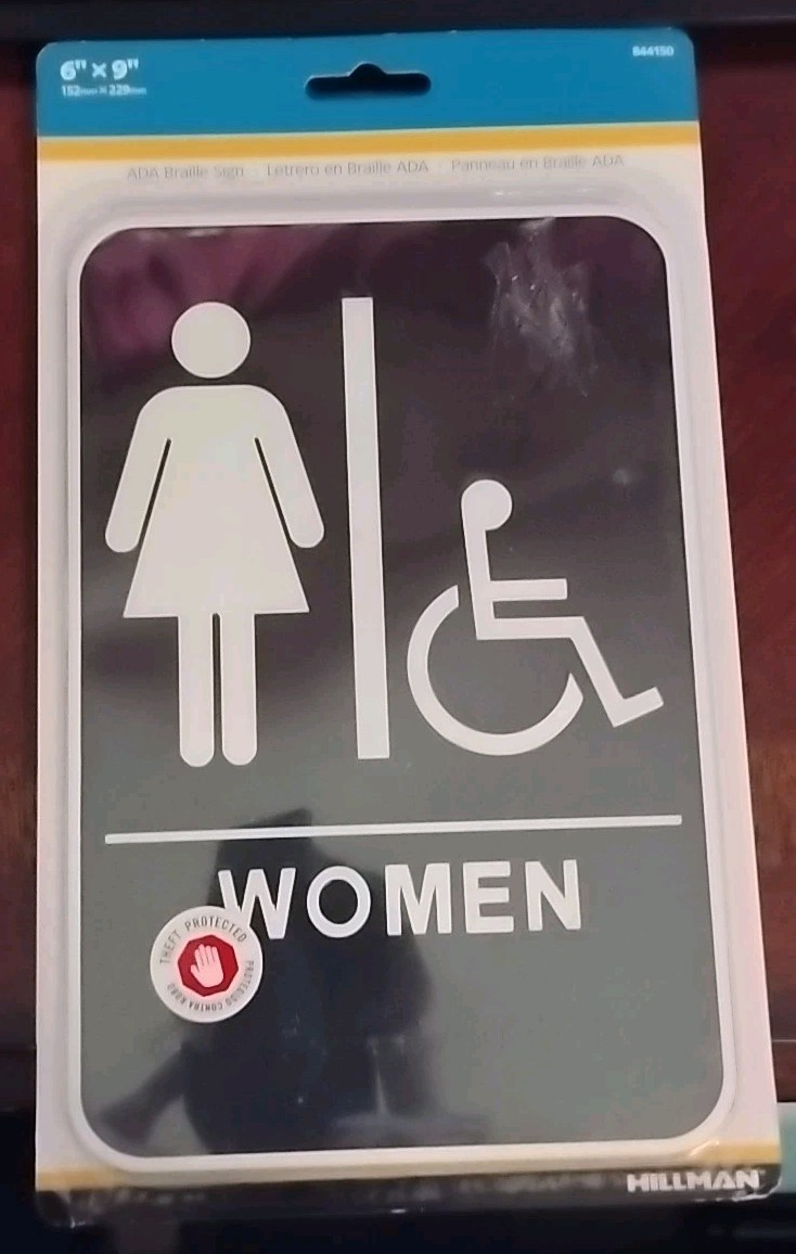 Women’s Handicapped Restroom Sign with Braille 6″ x 9″