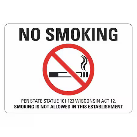 Lyle Lcu1-0198-Np_10X7 No Smoking Sign, 7″ H, 10″ W, Plastic, Vertical