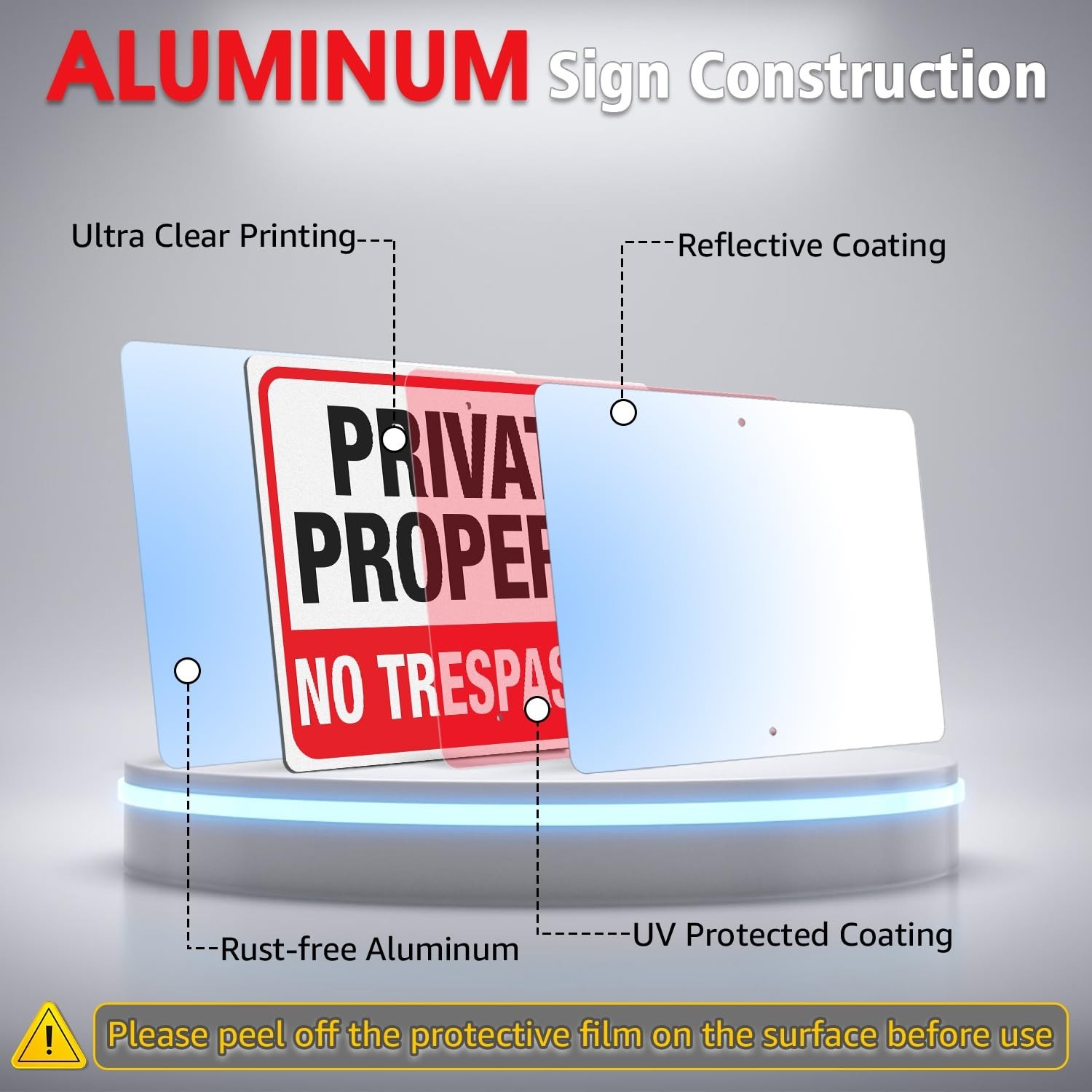 Faittoo 1410PPSG No Trespassing Sign Private Property 14″x10″ 54″ Stake 4 Pack