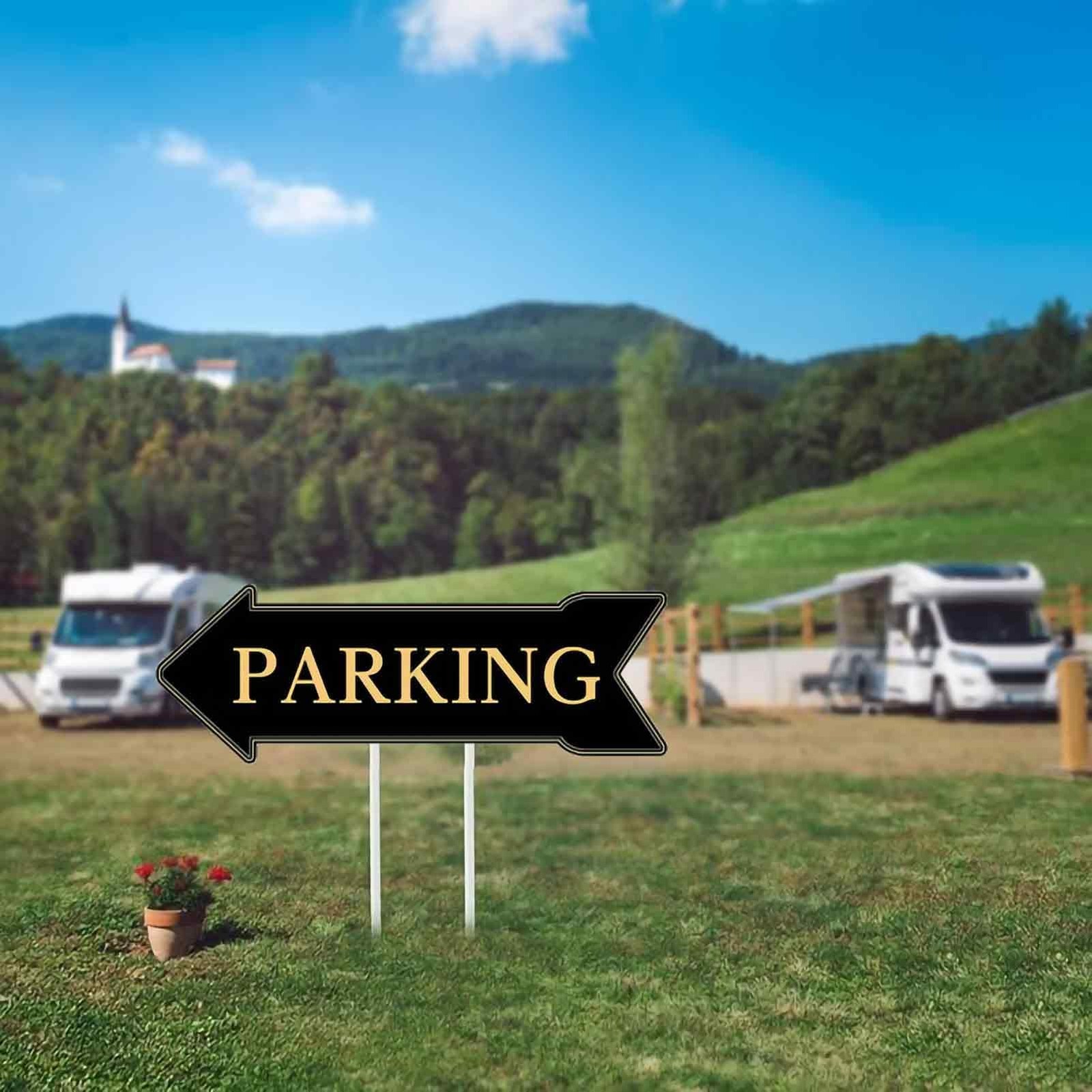 6 Pcs Parking Signs 17 x 6 Inch Double Sided Wedding Arrow Parking Signs for …