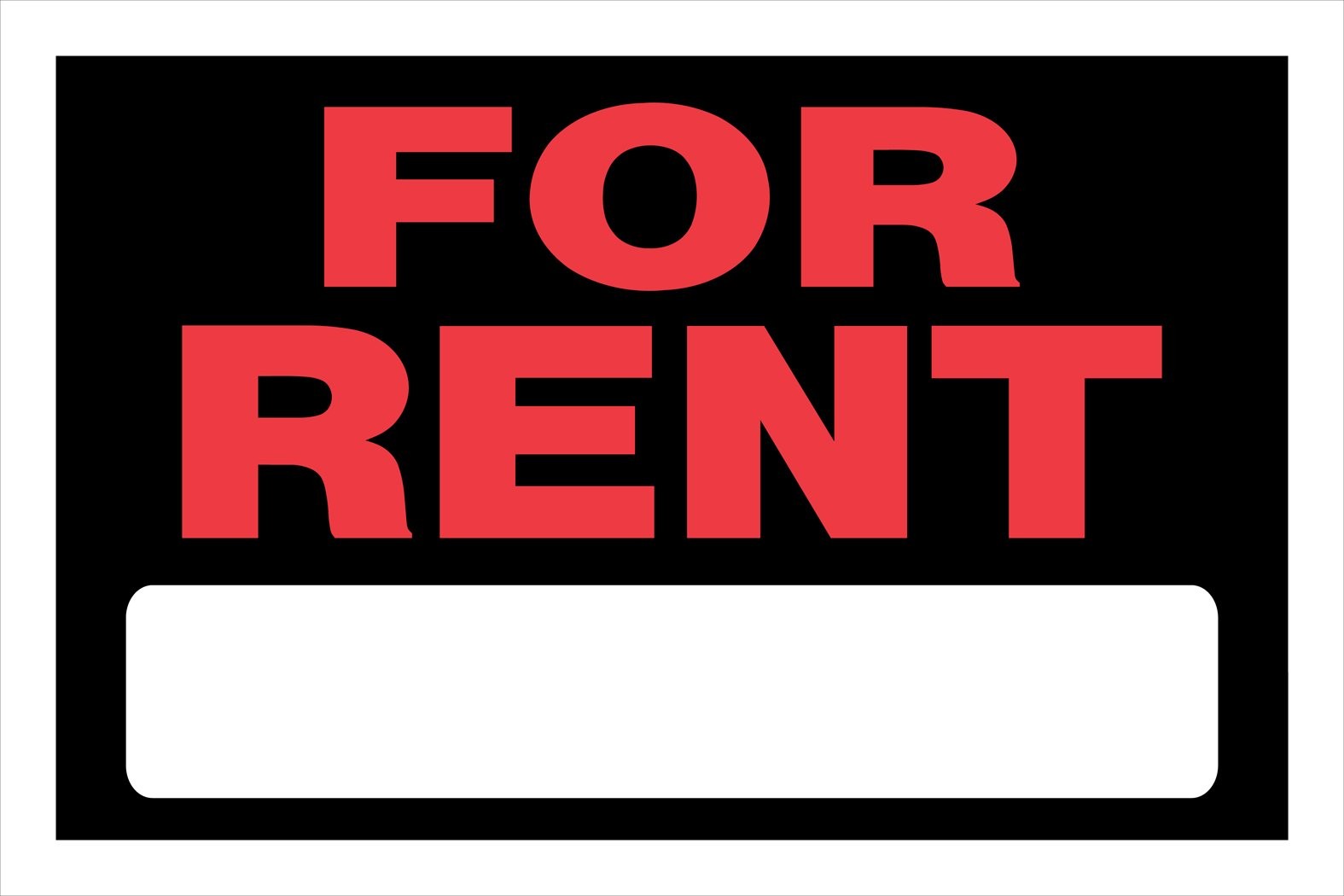 839926 For Rent Sign Space For Fill In Black Red Plastic 8×12 Inch Yard Decor
