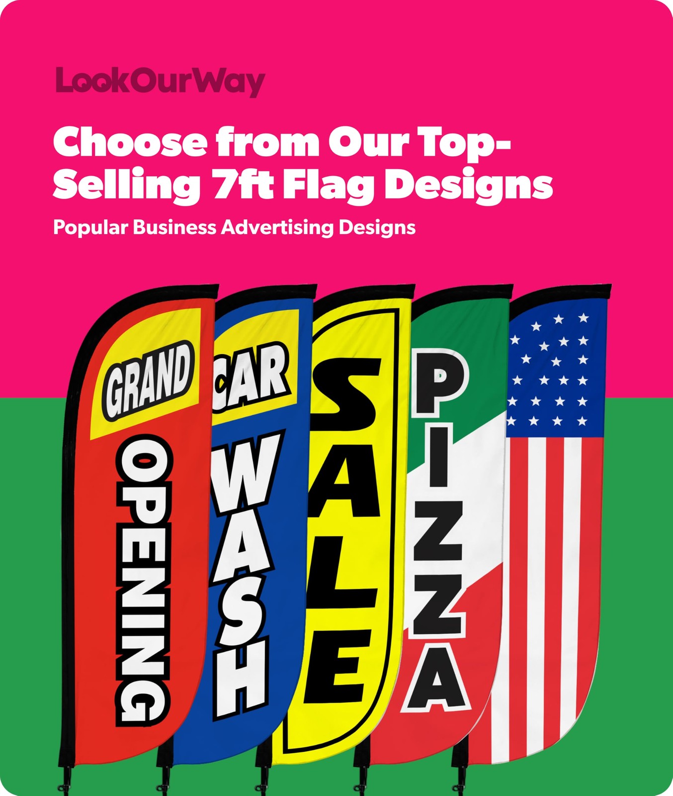 Feather Flag Set 4-Pack – 5ft Tall Open House Sign for Real Estate Advertisin…