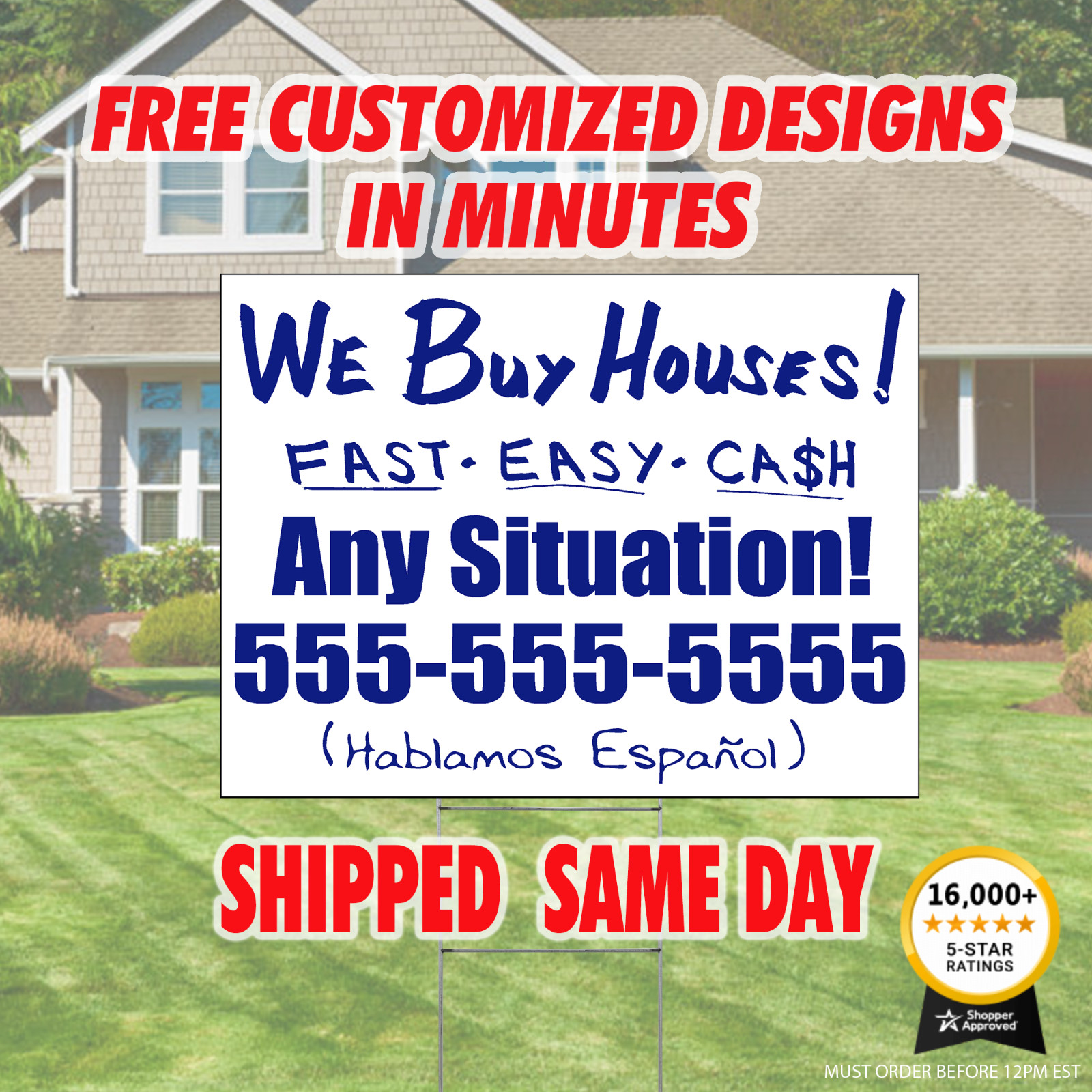 Custom Yard signs , Same Day Production, Shipped Same Day, Free Shipping
