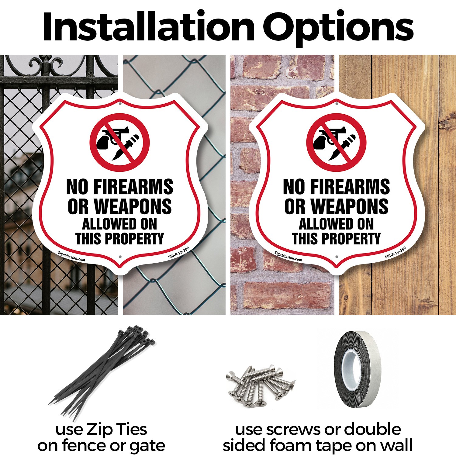 No Guns Shield Sign No Firearms Or Weapons Allowed On This P Shield Shaped Sign