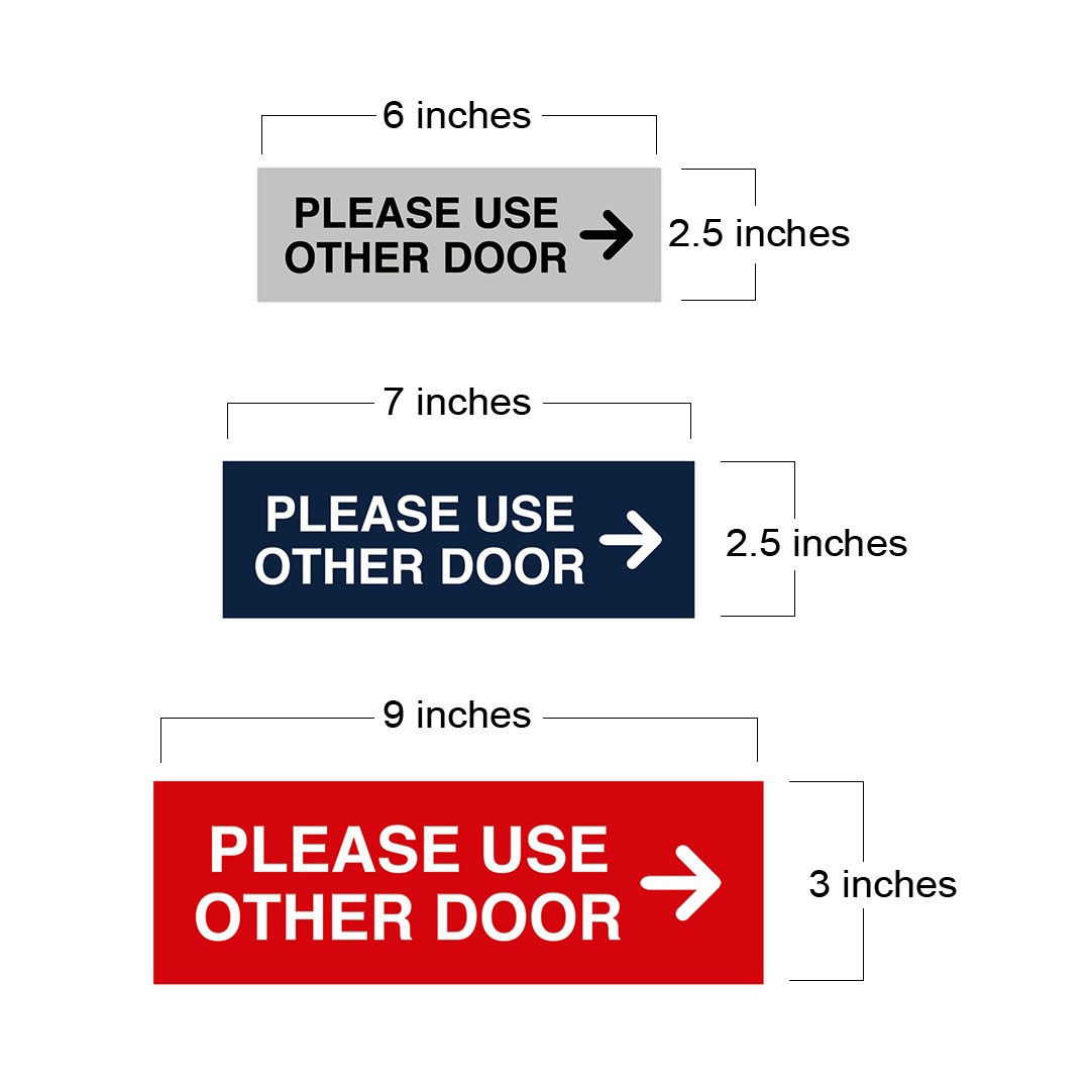 PLEASE USE OTHER DOOR Sign – (Right Arrow) (Red) – Small 2″ x 6″