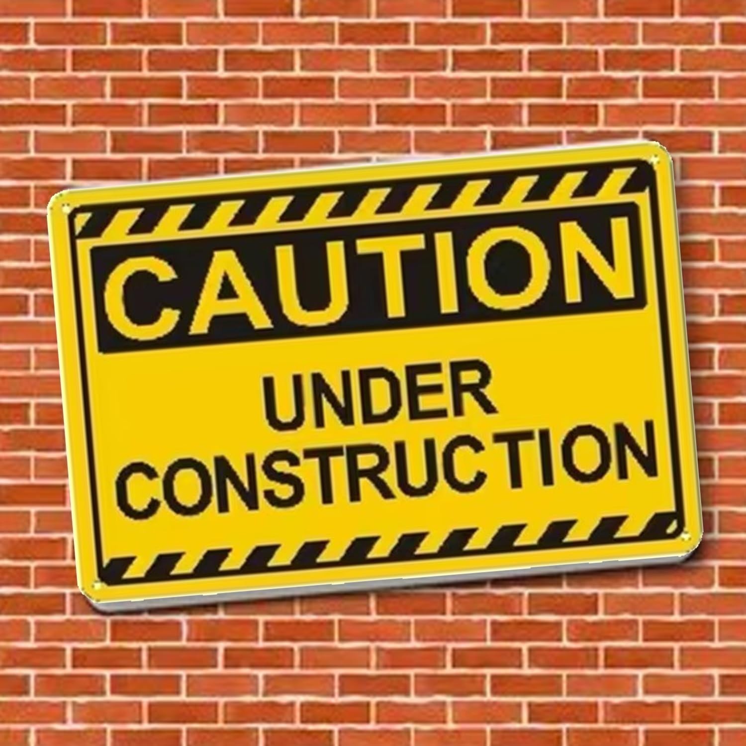 Under Construction Sign 12×8 Inch Caution Area Warning Metal Plates 2 PCS