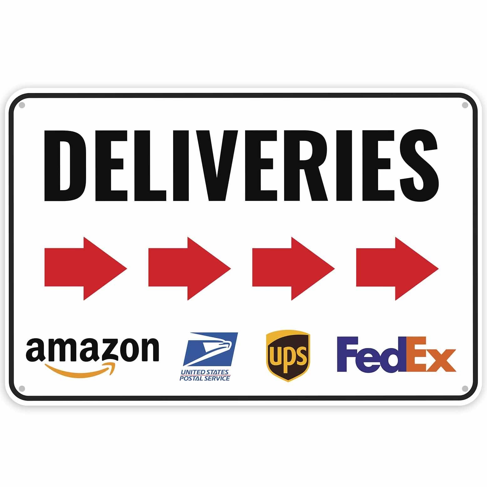 Venicor Deliveries Right Arrow Sign 12×8″ Aluminum