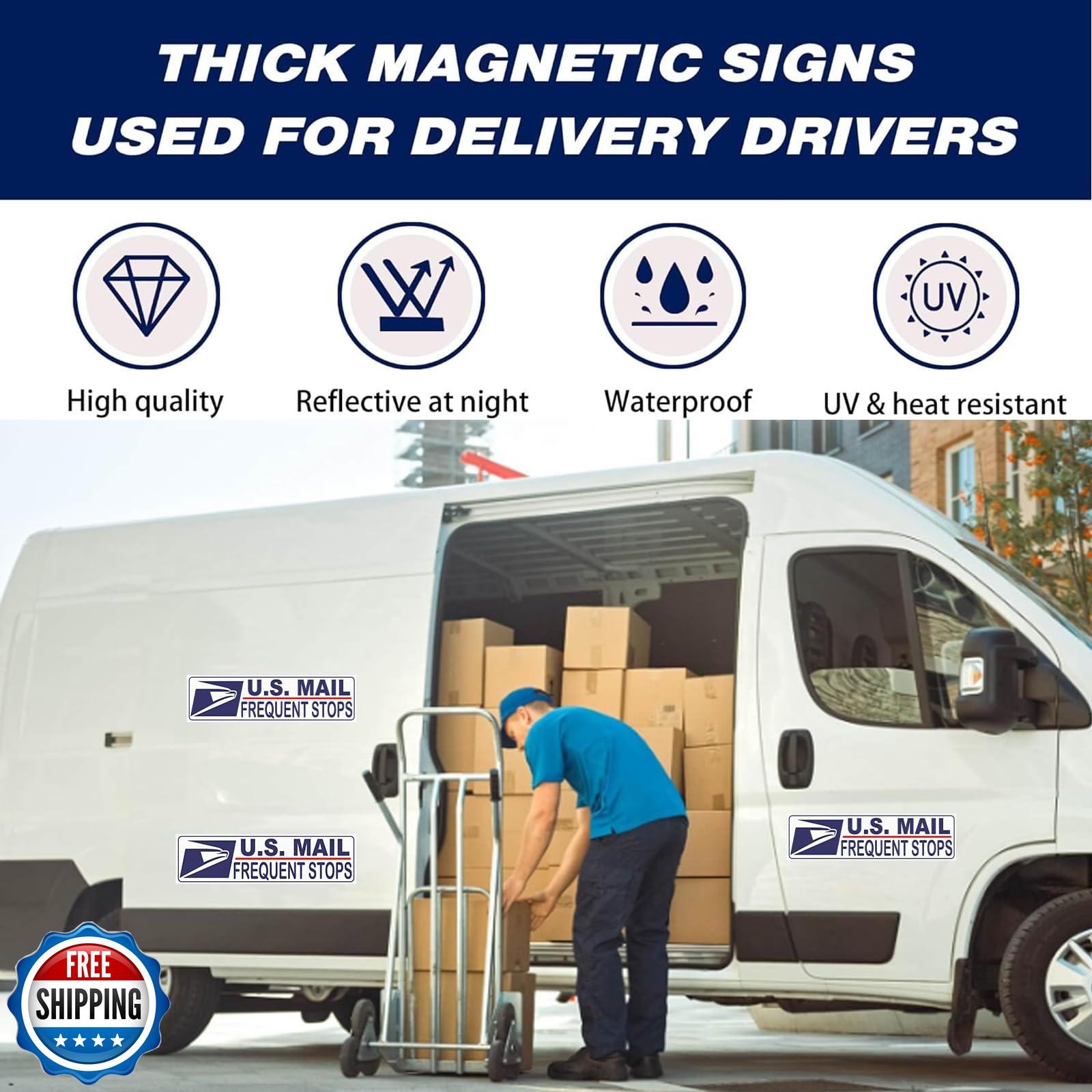 ROMINVIC Car Magnets Postal,Heavy Duty U.S. Reflective Mail Delivery Driver M