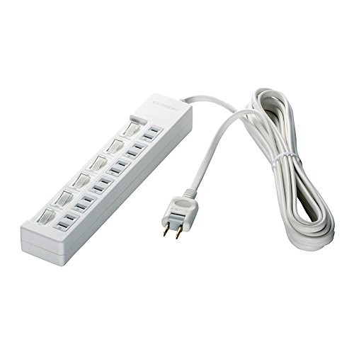 Buffalo BUFFALO 2-pin power strip with 6 outlets and individual switches 1m cord