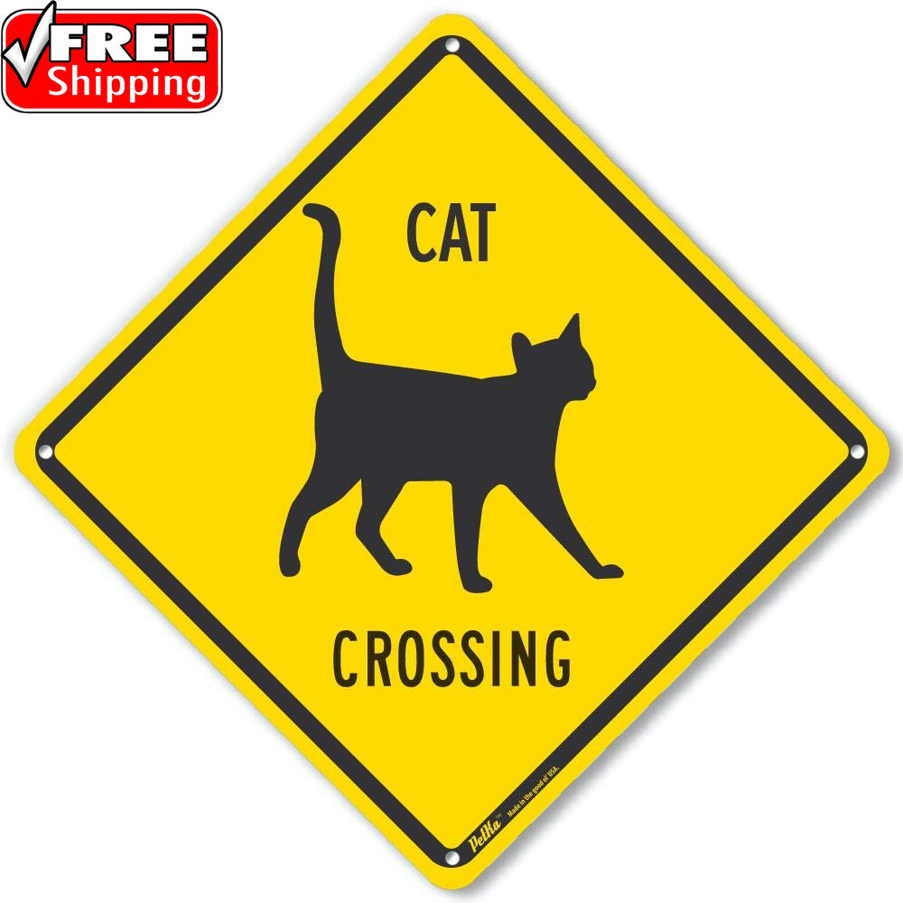 Petka Signs and Graphics Pkac-0153-Na_10X10 “Cat Crossing” Aluminum Sign, 10″ X