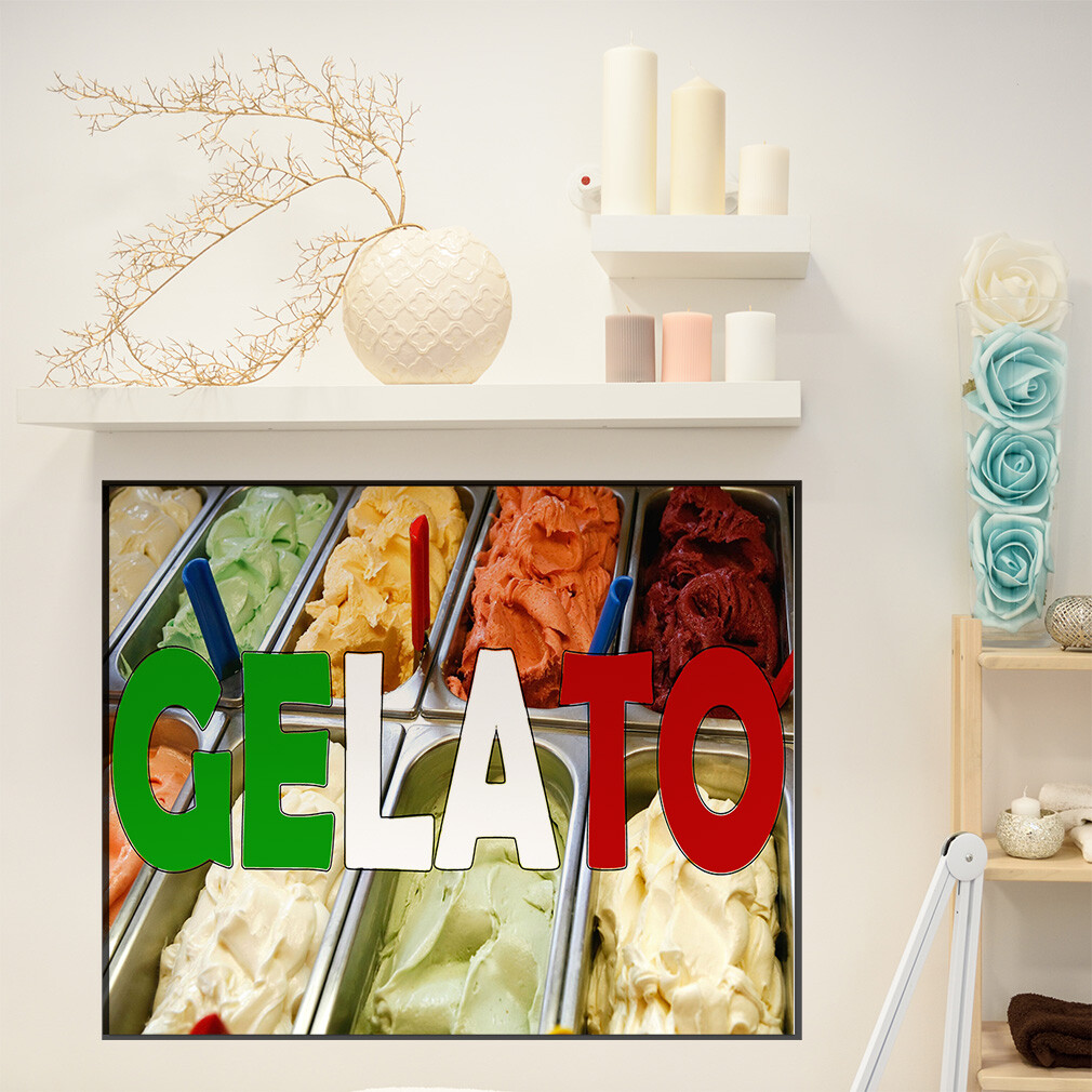 Decal Stickers Gelato Restaurant Food Bar Vinyl Store Sign Label Retail