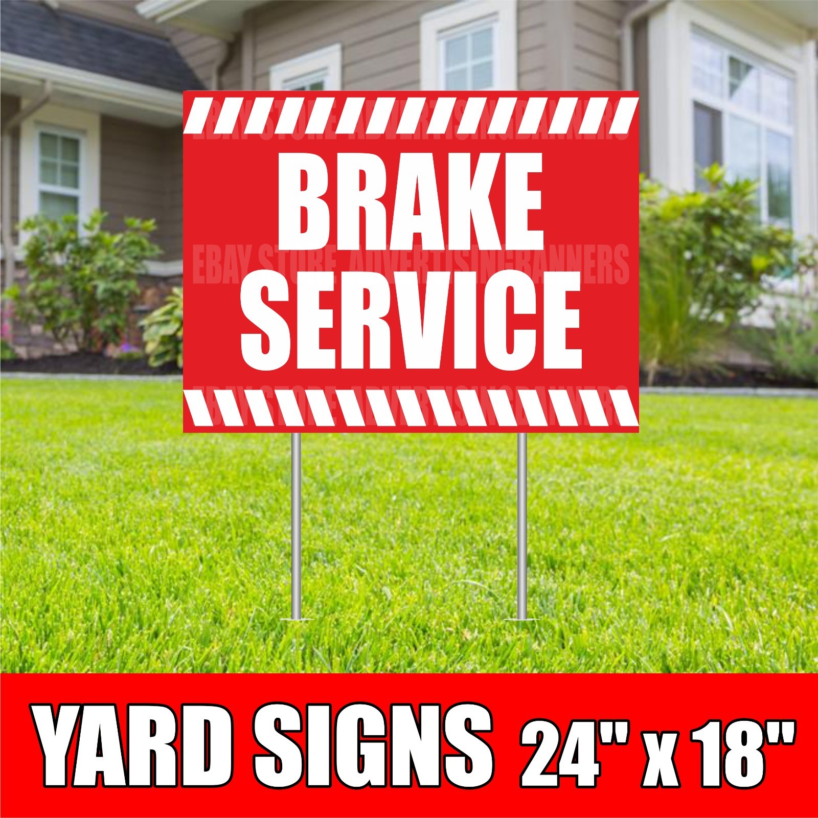 BRAKE SERVICE Yard Sign with H-Stakes auto car repair diagnostics fix OIL CHANGE