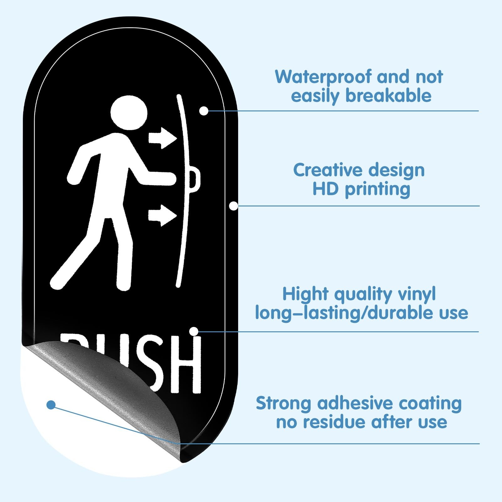 Mabor 6Pcs Push Pull Door Stickers, Push & Pull Sign for Door, Vertical SelfA…