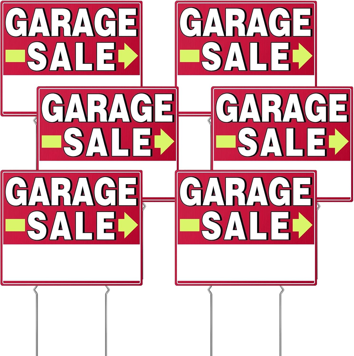 Garage Sale Signs, 17″ x 13″, 6 Pcs Double Side Garage Sale Sign with Stakes …
