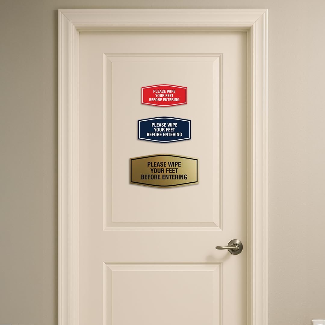 Fancy Please Wipe Your Feet Before Entering Sign Foam Tape Red Small