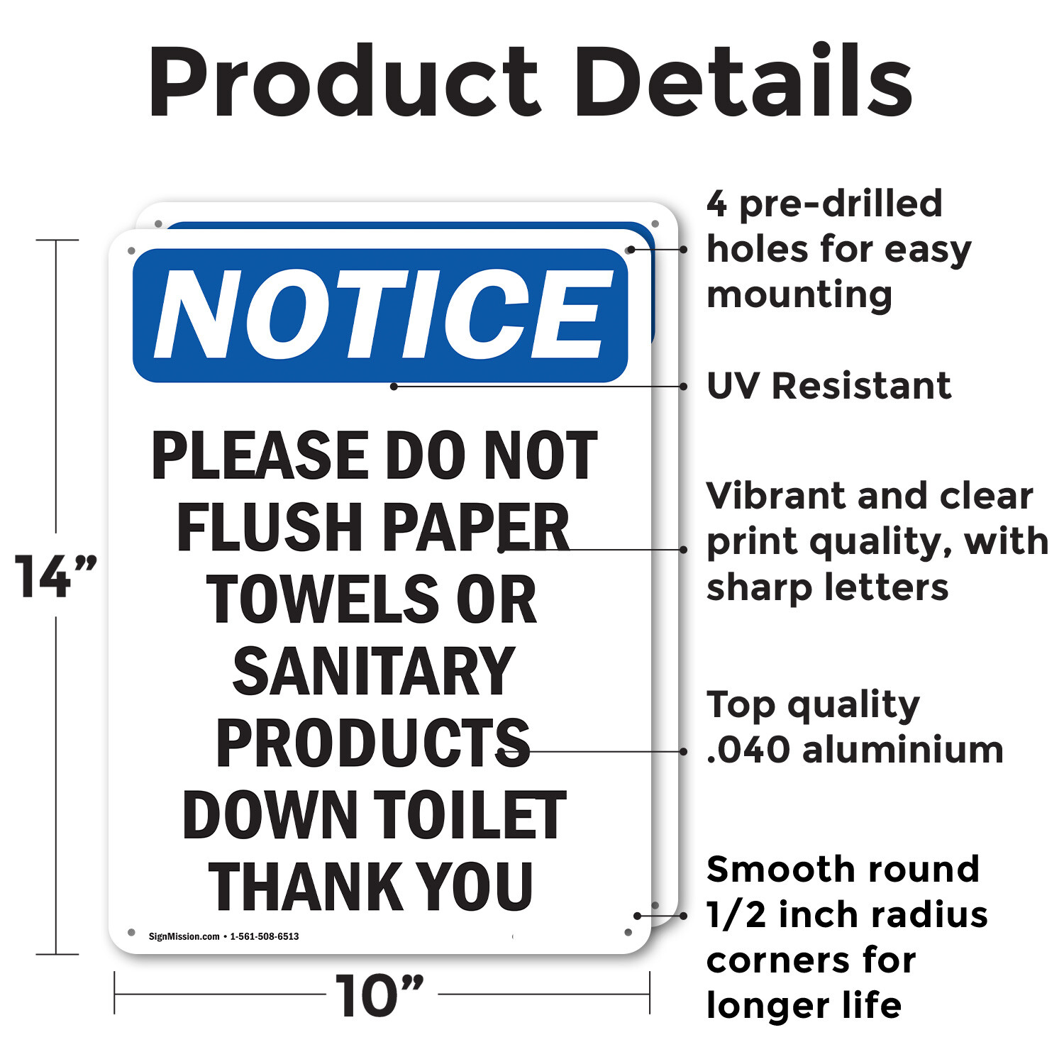 (2 Pack) Please Do Not Flush Paper Towels OSHA Notice Sign Decal Metal Plastic