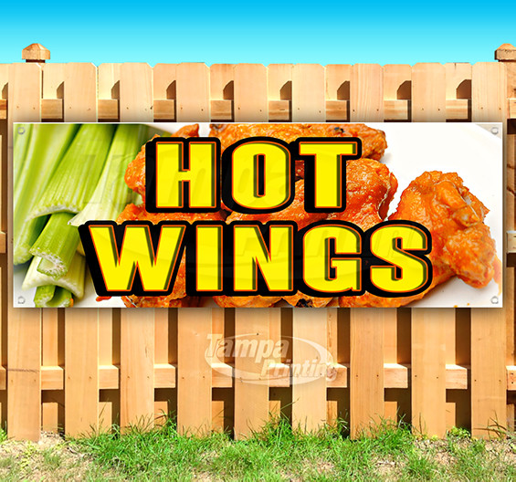 HOT WINGS Advertising Vinyl Banner Flag Sign Many Sizes CARNIVAL FOOD