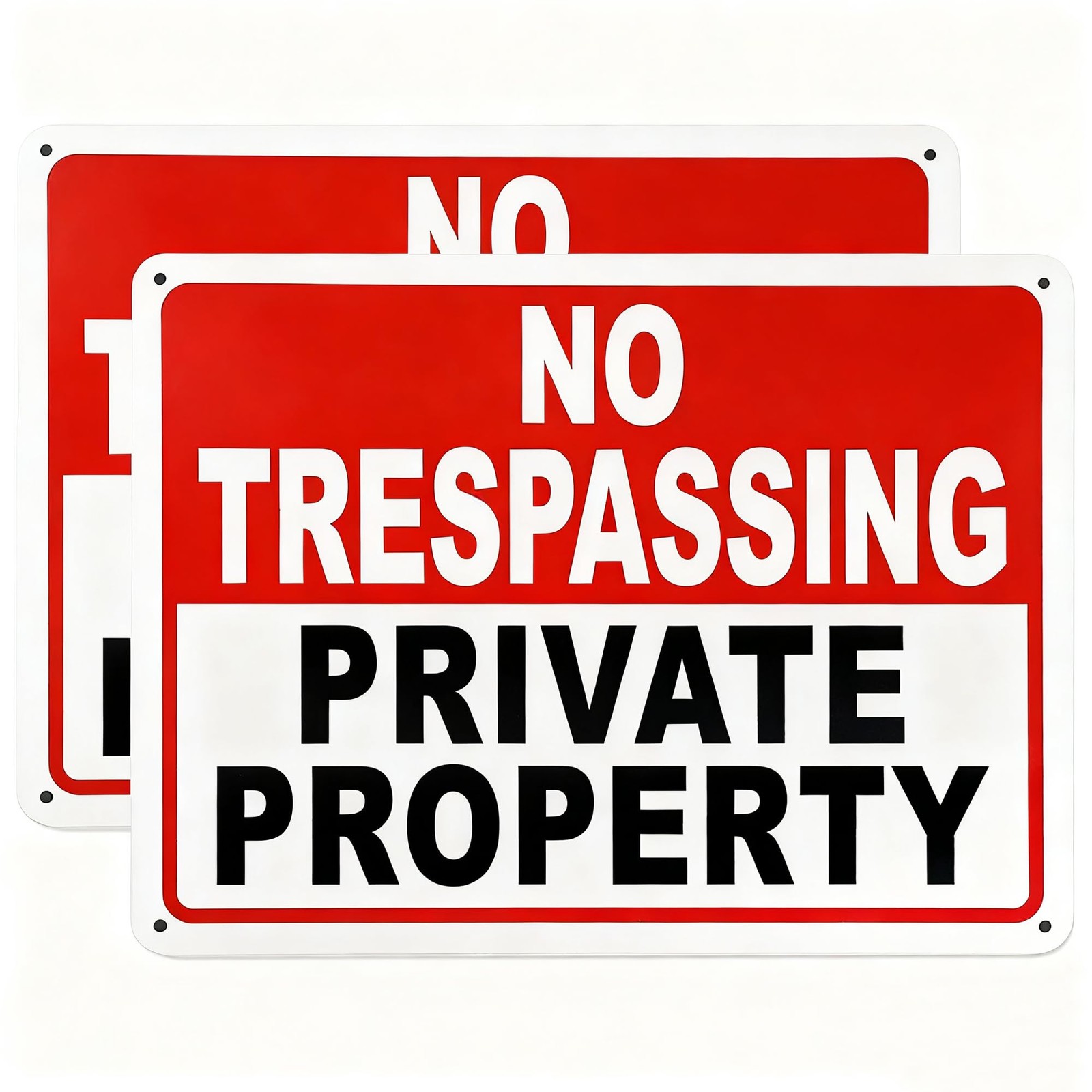 No Trespassing Signs 2 Pack Private Property 10×7 Inch Aluminum