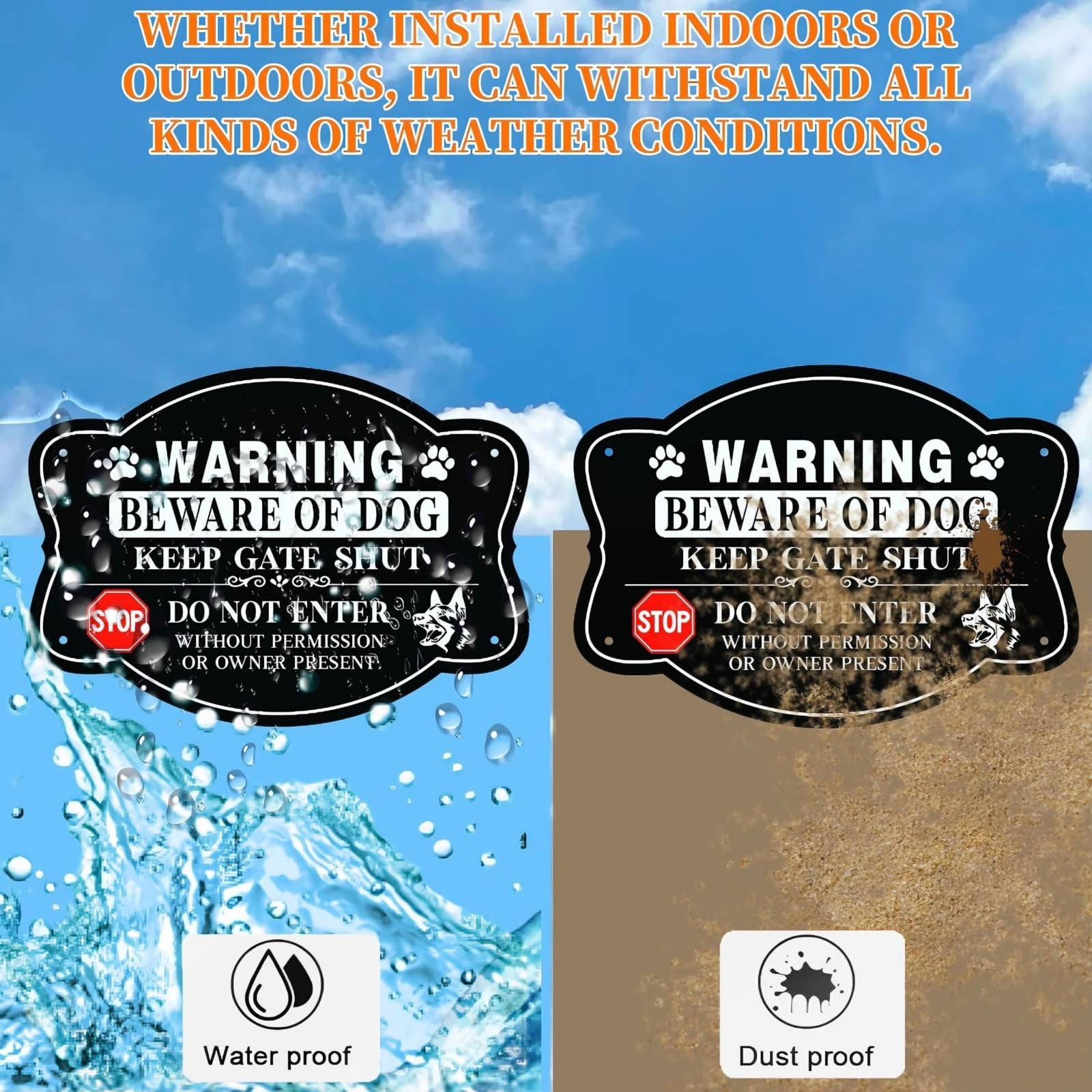 Beware of Dog Sign, 4 Pack Beware of Dog Signs for Fence,10×7 Inch, Reflectiv…