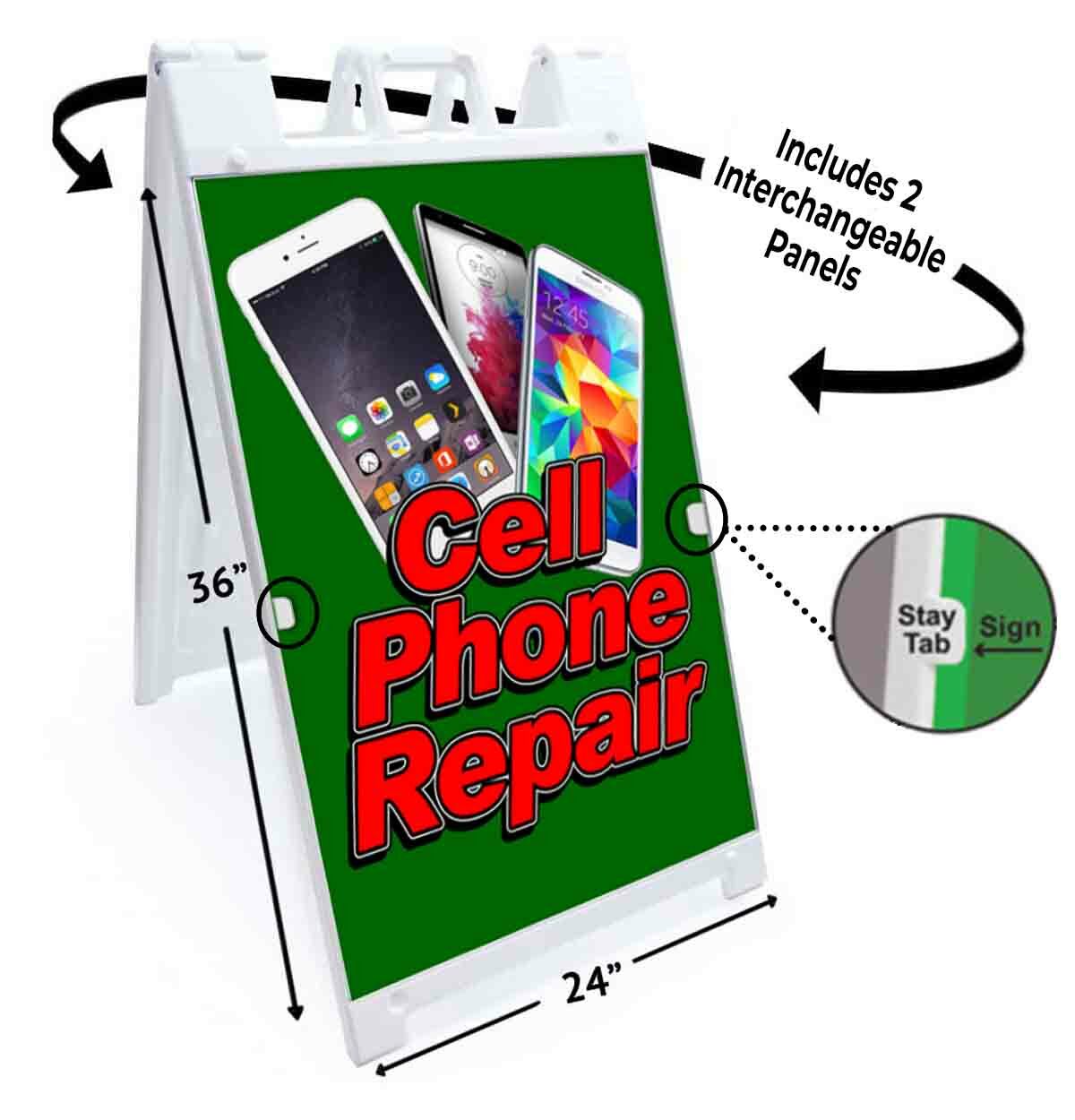 CELL PHONE REPAIR Signicade 24×36 A Frame Sidewalk Sign Double Sided TECHNOLOGY