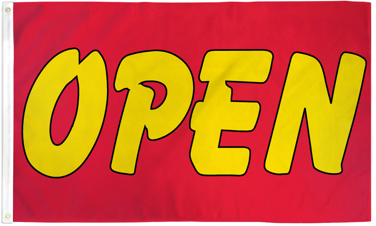 Open Flag 3x5ft Open Red/Yellow We’re Open Welcome Open Flag Sign